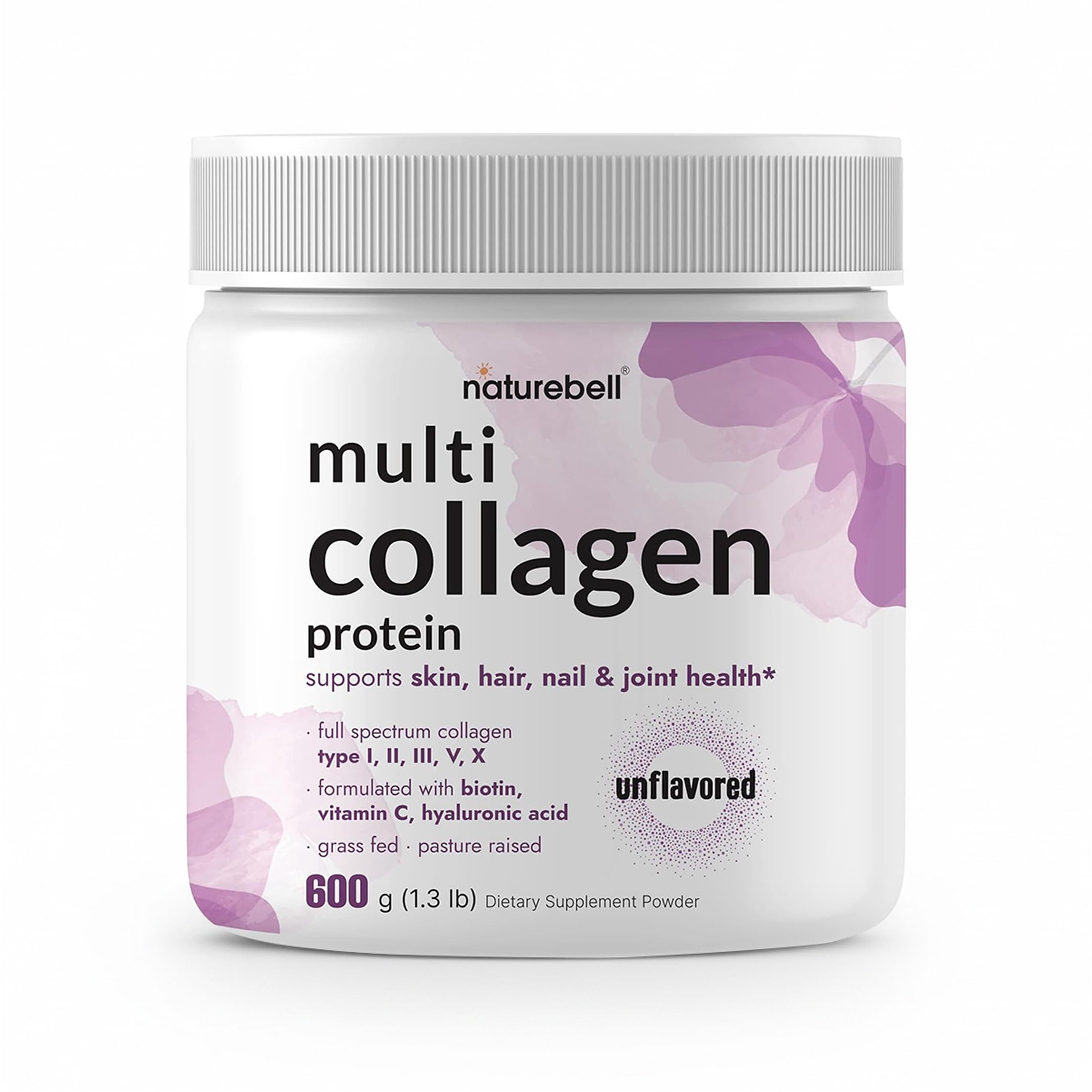 NatureBell Colágeno en bote 600 g para cuidado de piel y cabello.