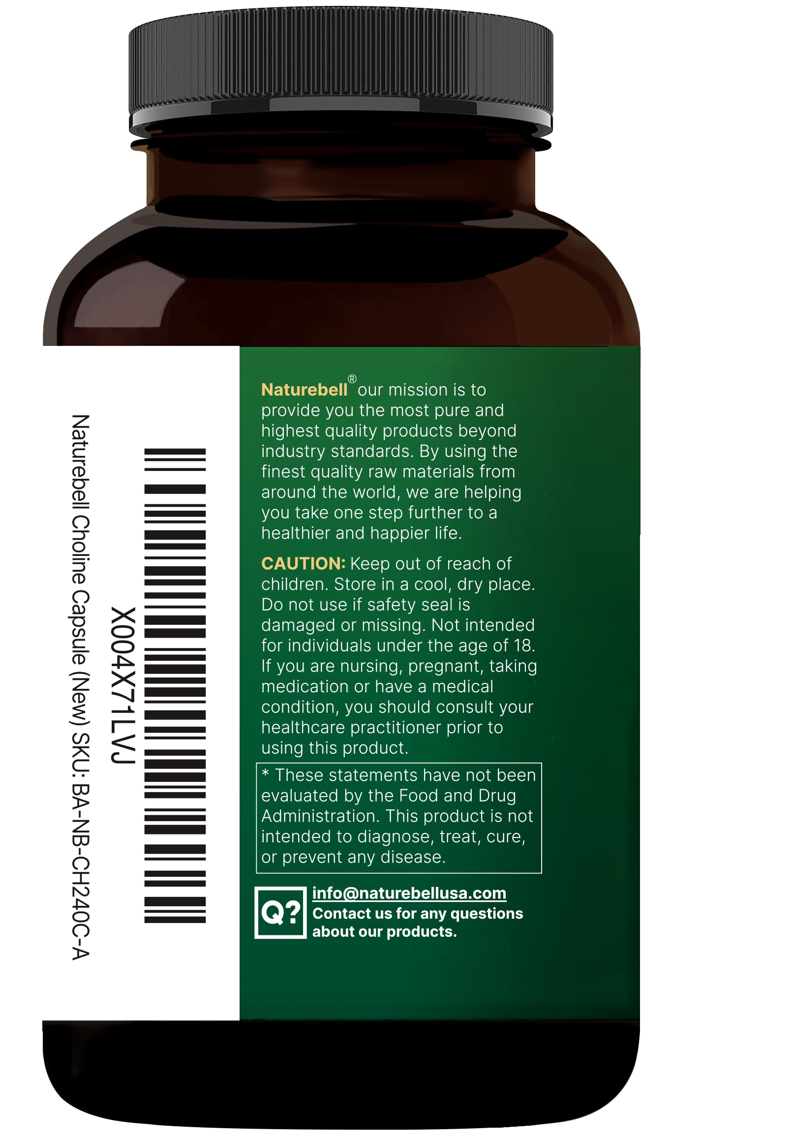 NatureBell Colina 500 mg con Omega-3, producido en Estados Unidos.