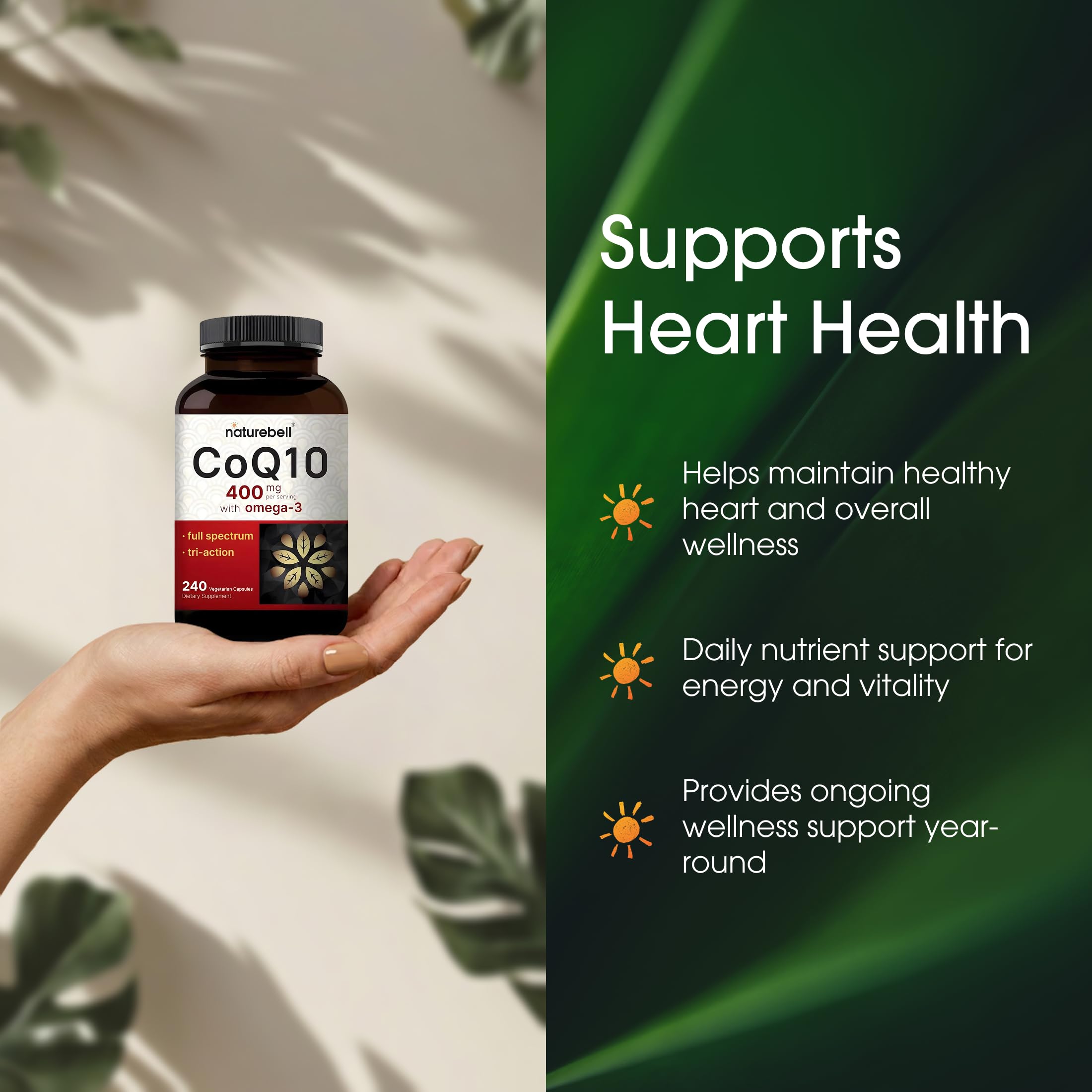 NatureBell CoQ10 400mg con Omega-3, detalle del empaque