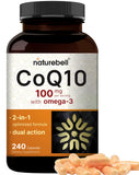 NatureBell CoQ10 Omega-3 cápsulas de 240, apoyo antioxidante para energía diaria.