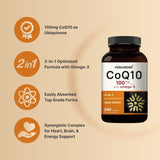NatureBell CoQ10 Omega-3 etiqueta detallada, información clara sobre ingredientes beneficios.