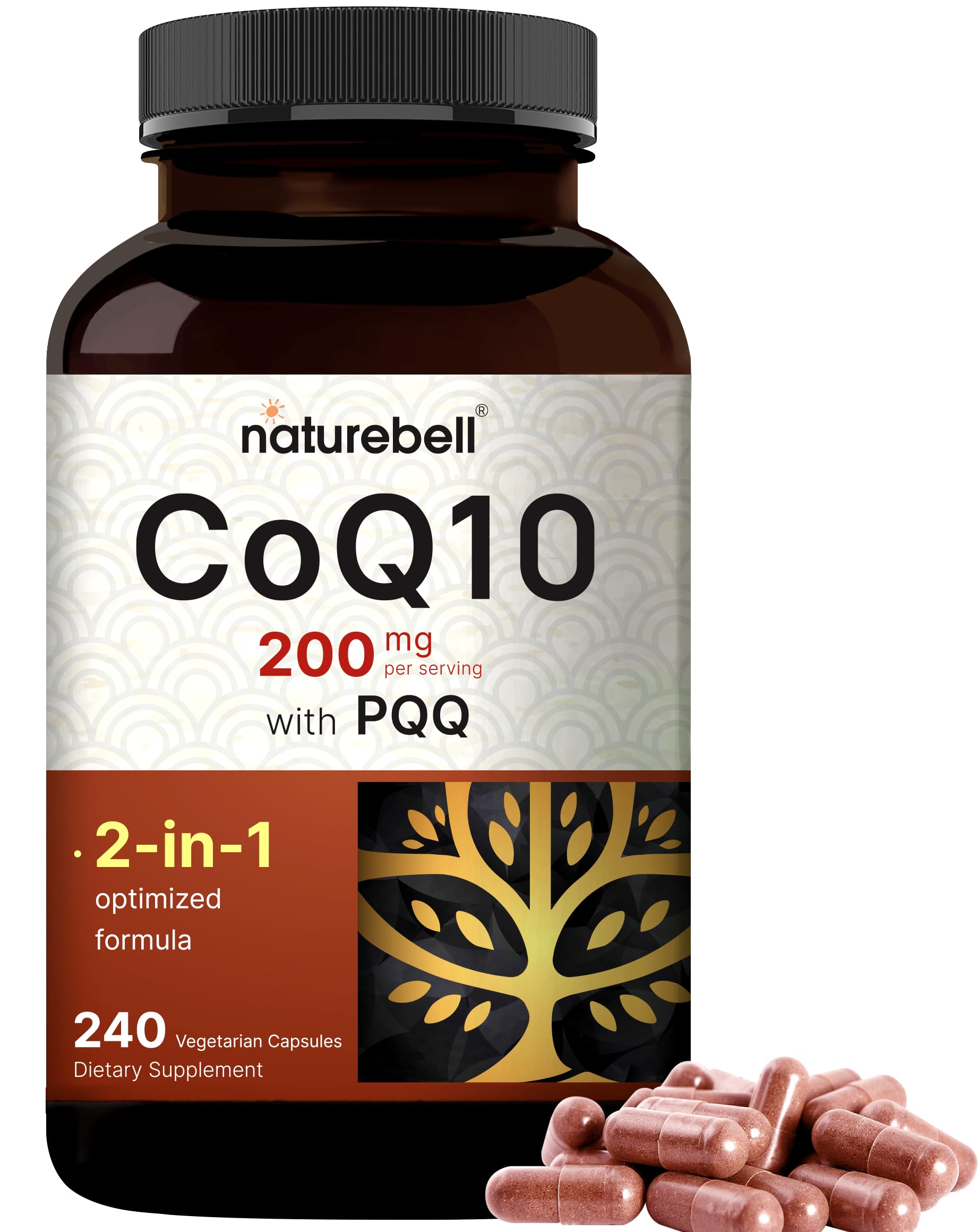 NatureBell CoQ10 con PQQ, cápsulas para uso diario y energía sostenida.