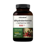 NatureBell Dihidroberberberina, botella vertiendo cápsulas para uso diario.