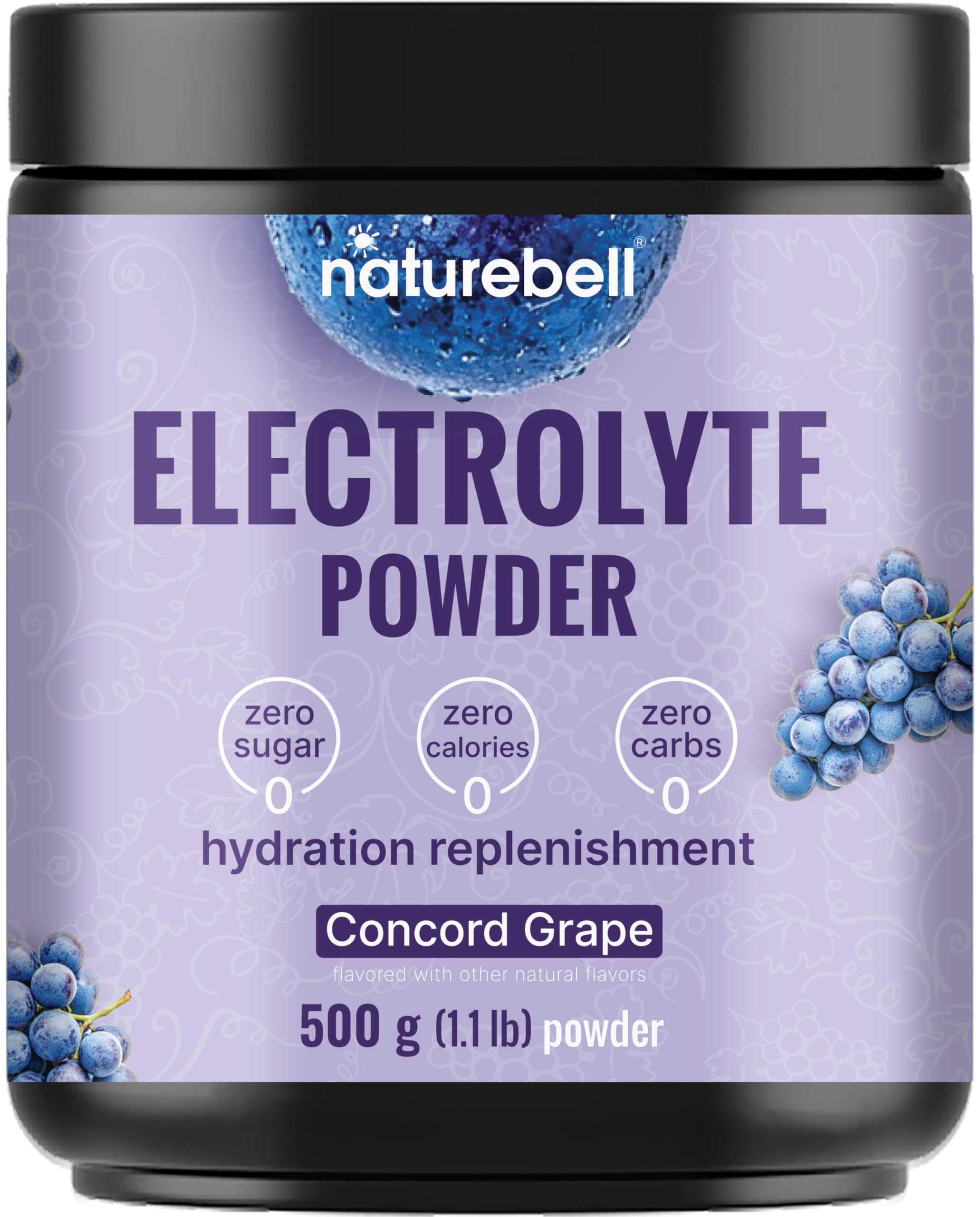 NatureBell electrolitos: bote de 500 g para hidratación diaria sin azúcar.