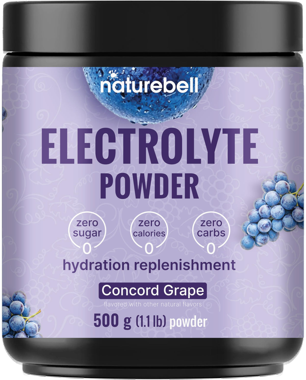 NatureBell electrolitos: bote de 500 g para hidratación diaria sin azúcar.