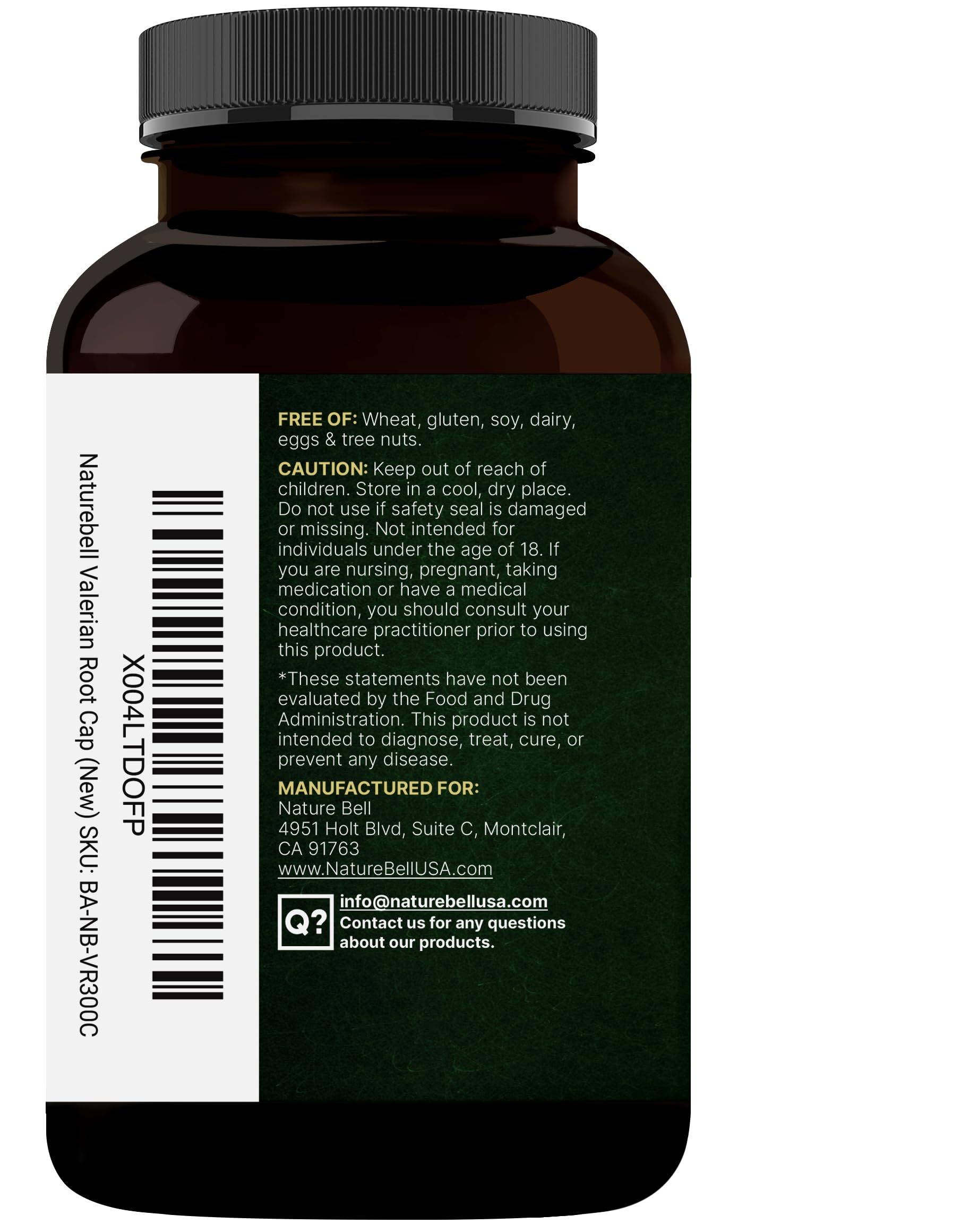 NatureBell gaba cápsulas en frasco para sueño tranquilo y descanso