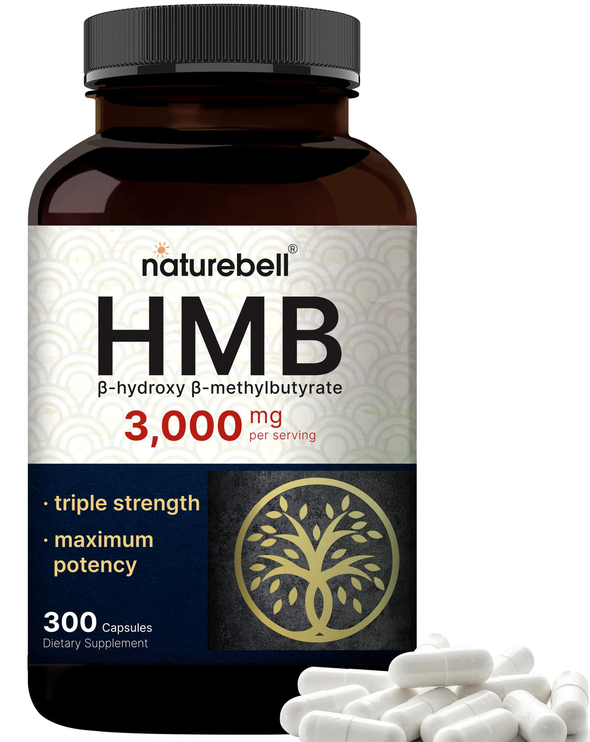 NatureBell HMB 3,000 mg - botella: soporte para masa muscular magra
