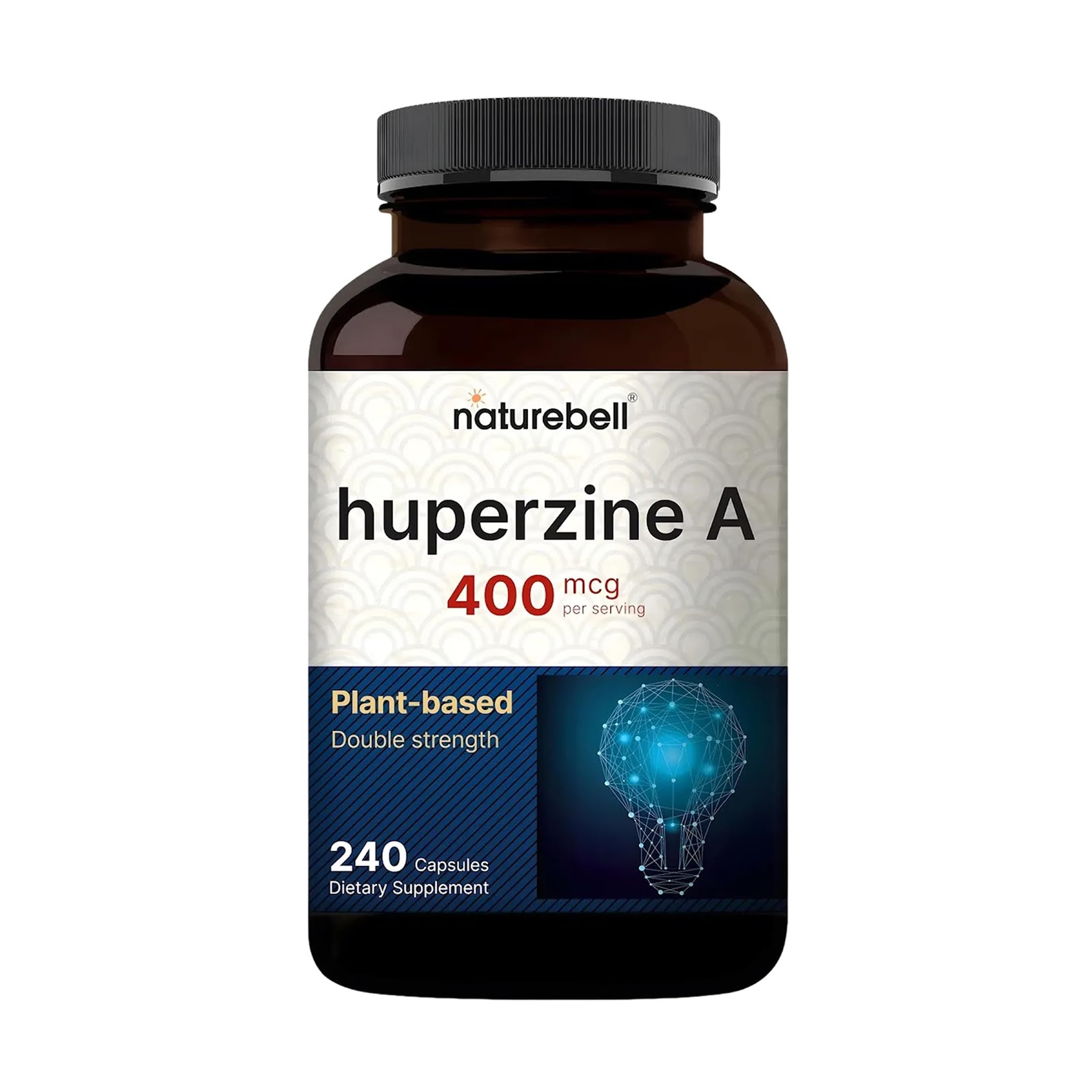 NatureBell Huperzine A cápsulas en botella para claridad mental diaria.