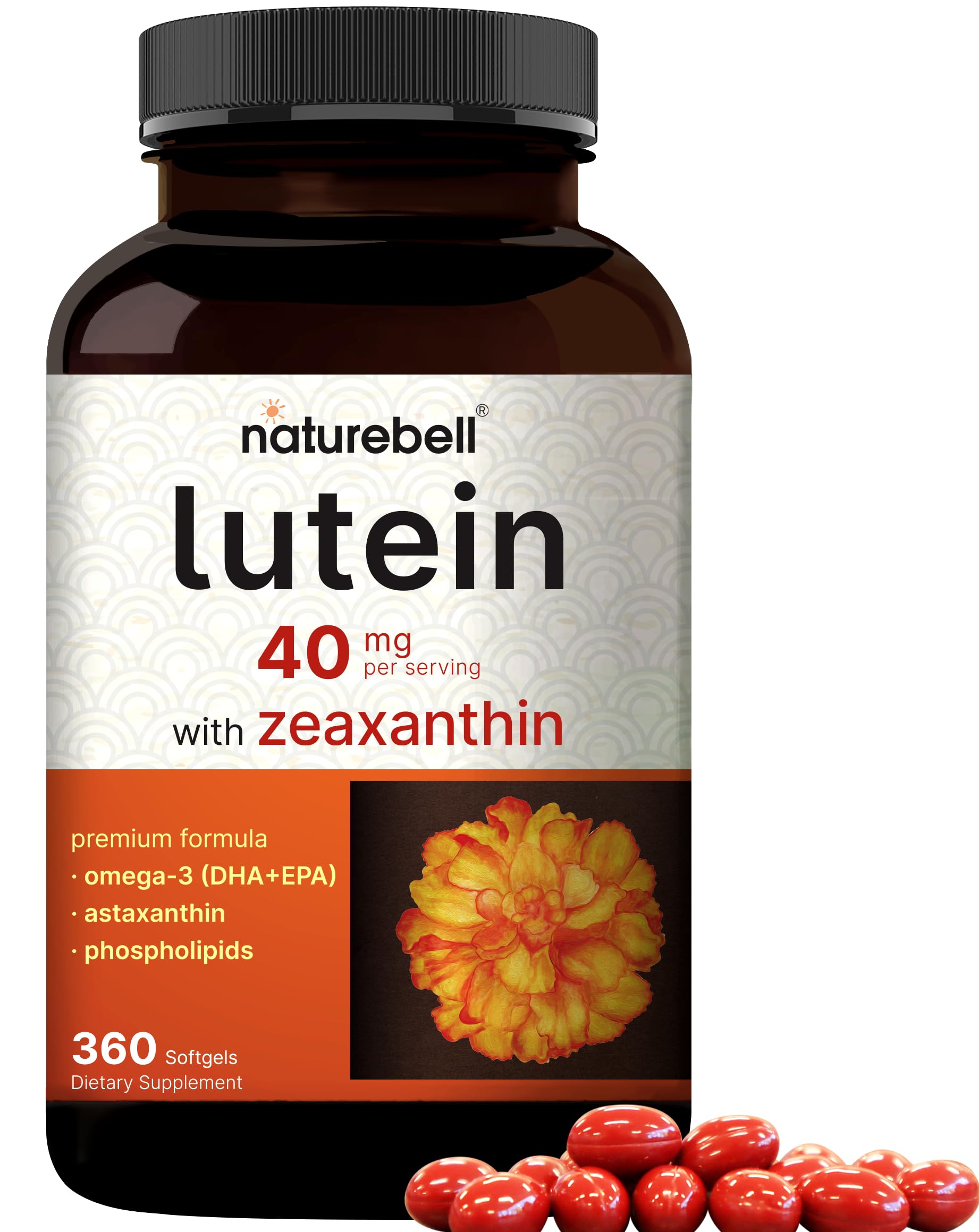 NatureBell Luteína 40 mg con Zeaxantina 1600 mcg, botella para apoyar la visión diaria.