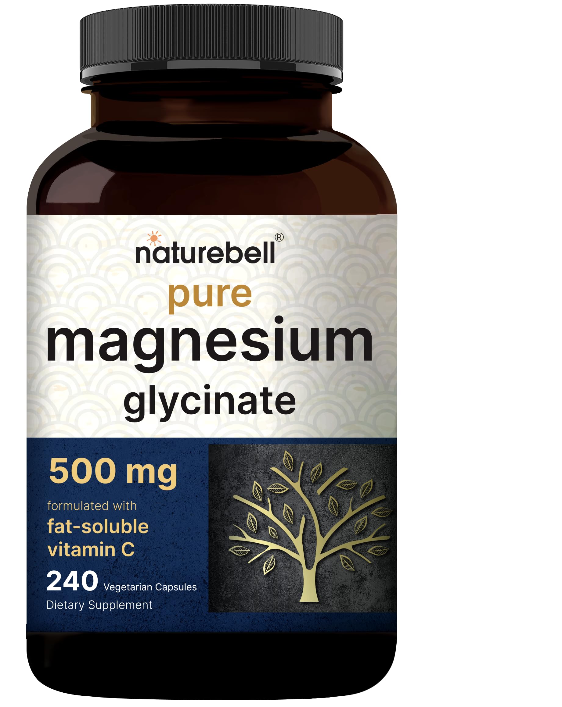 NatureBell magnesio glicinato: cápsulas de 500 mg para uso diario.