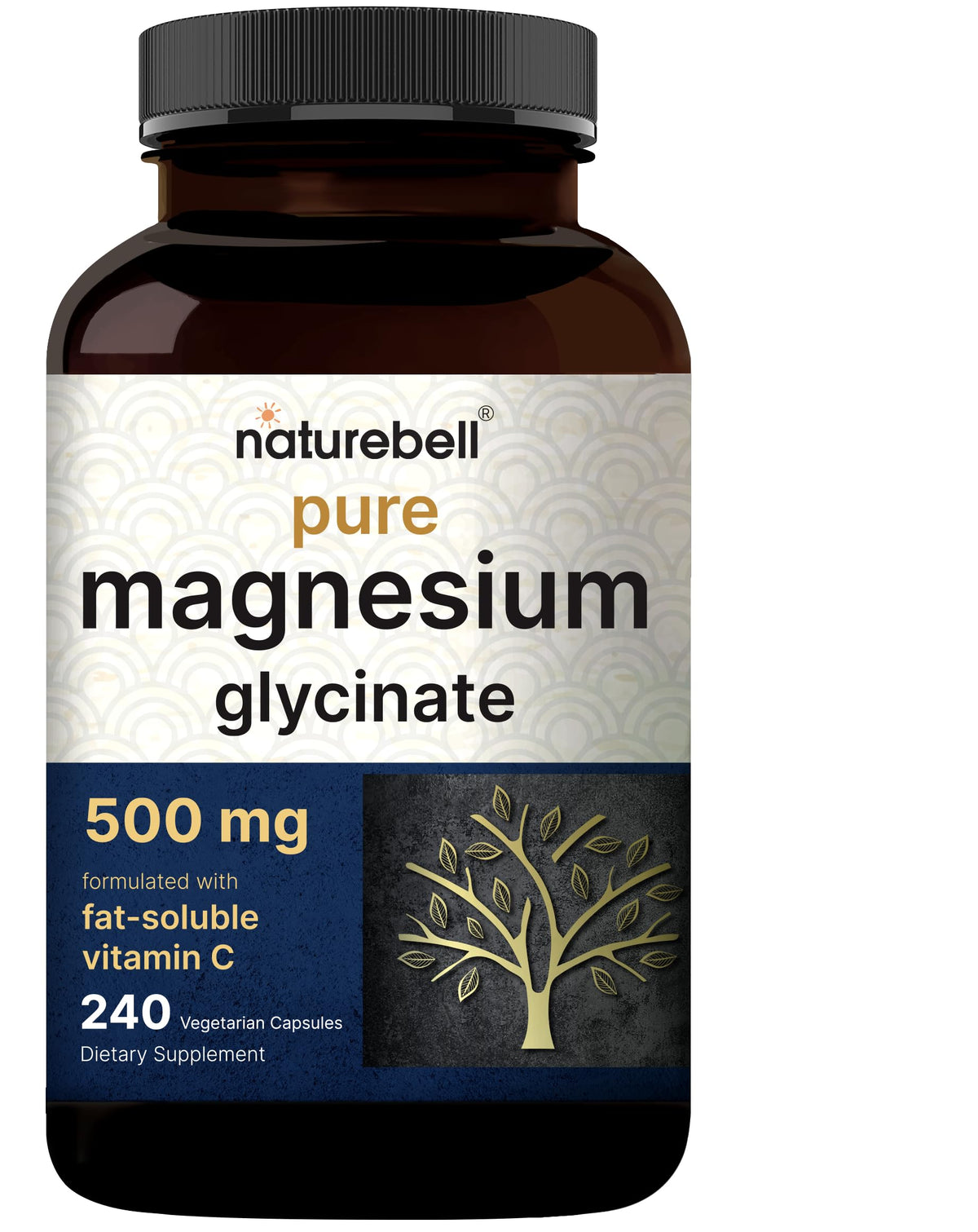 NatureBell magnesio glicinato: cápsulas de 500 mg para uso diario.