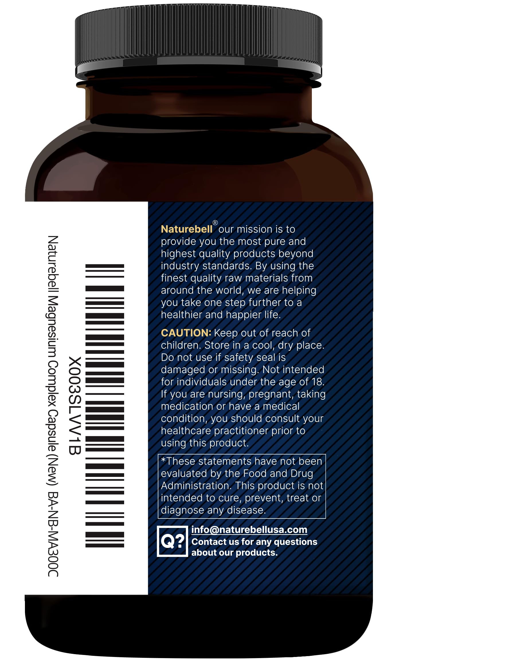 NatureBell Magnesium Complex 500mg, fabricado en EE.UU. y verificado en laboratorio.