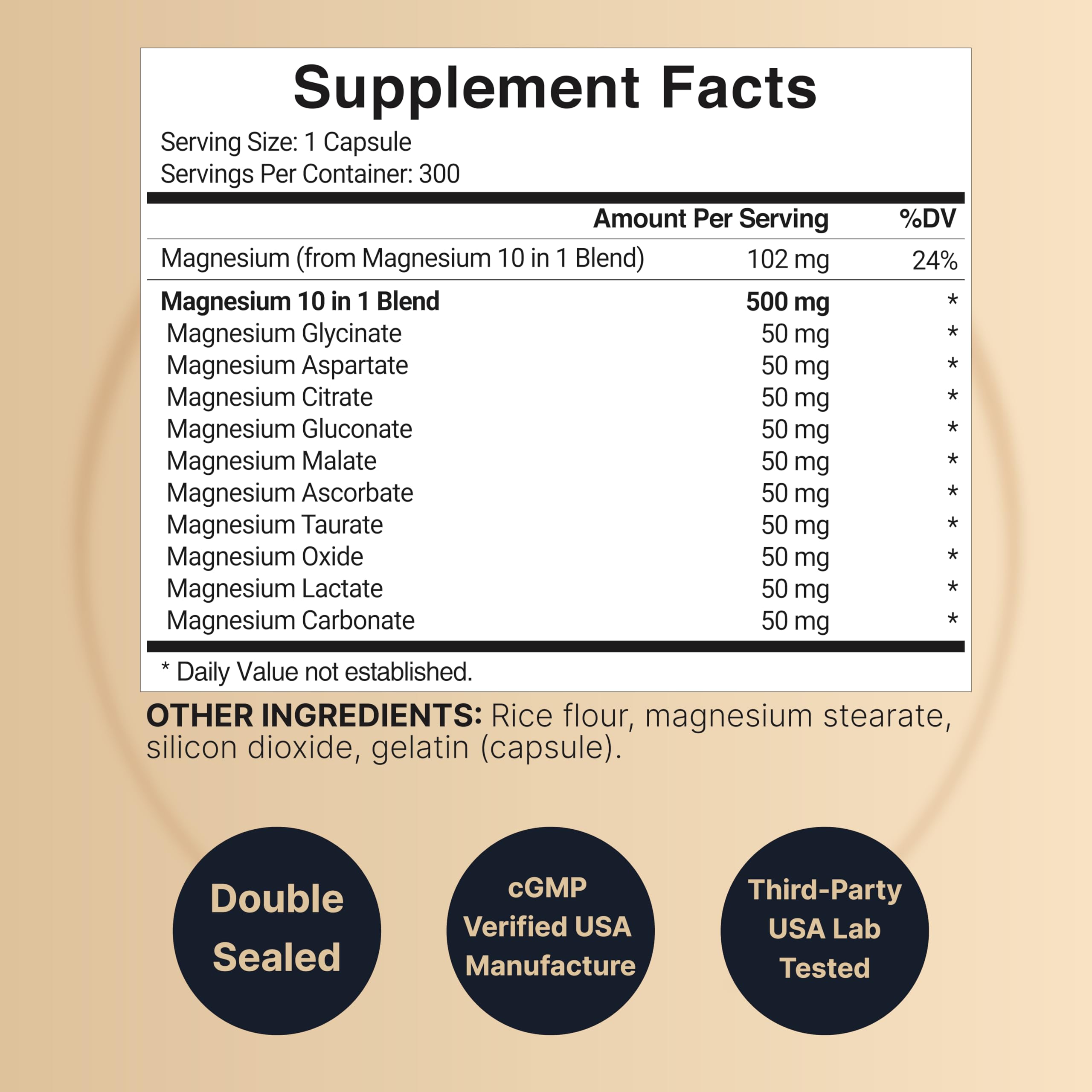 NatureBell Magnesium Complex 500mg, cápsulas alineadas para toma diaria y cómoda.