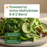 Muestra de cápsulas NatureBell Metilfolato 15 mg, estilo de vida activo.