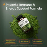 NatureBell Moringa: botella de cápsulas para apoyo inmunitario y vitalidad.