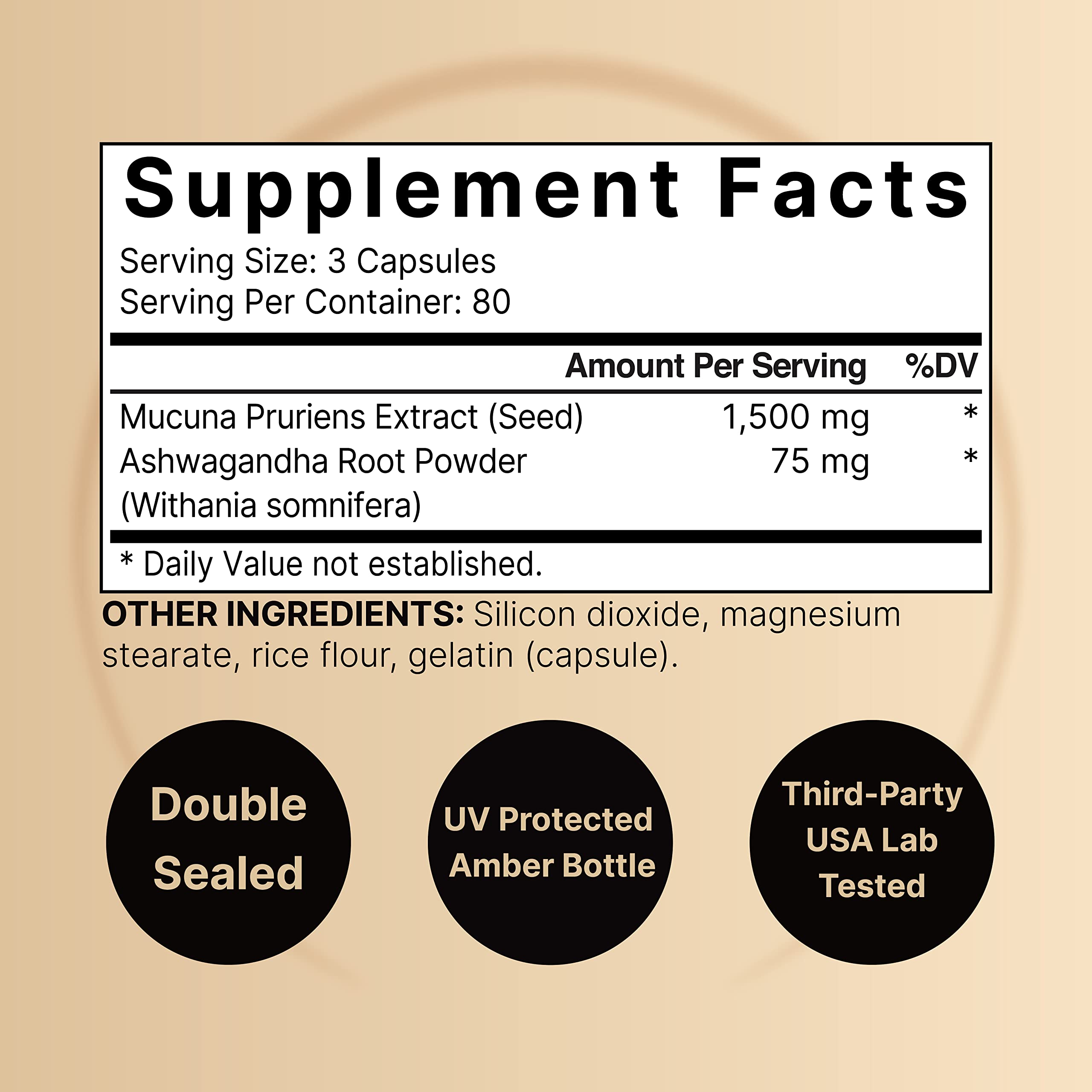 NatureBell Mucuna Pruriens cápsulas con mucuna y ashwagandha para equilibrio diario