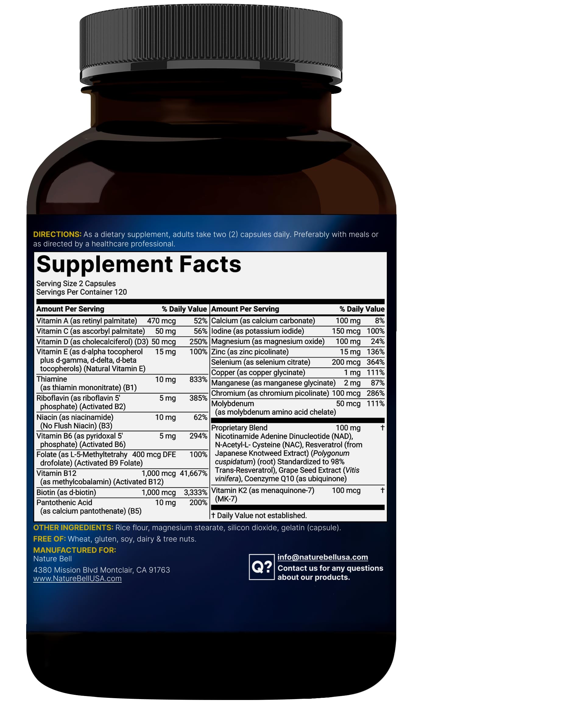 NatureBell multivitamínico metilado control de calidad de laboratorio de terceros