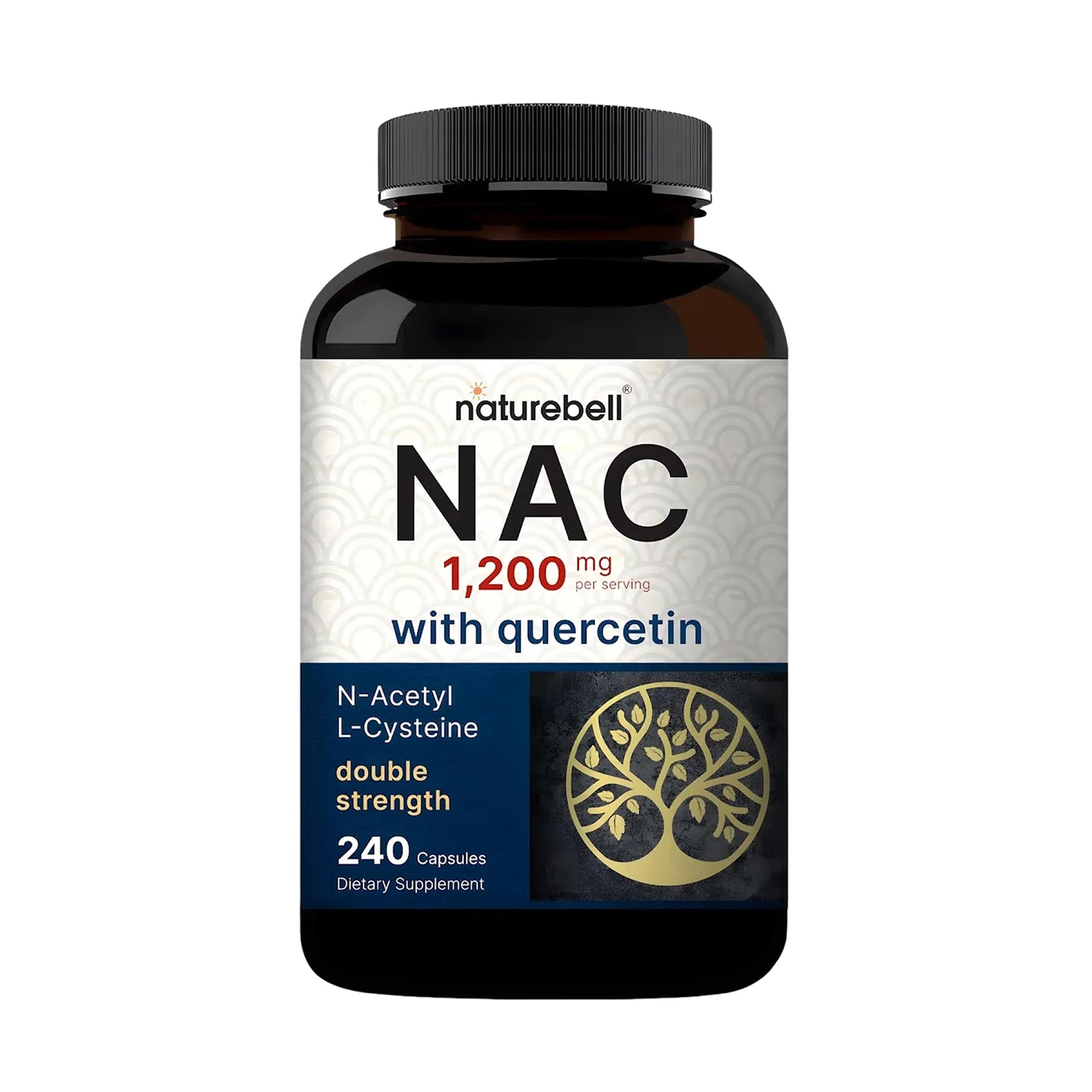 NatureBell NAC 1200 mg con quercetina - botella, apoyo antioxidante diario