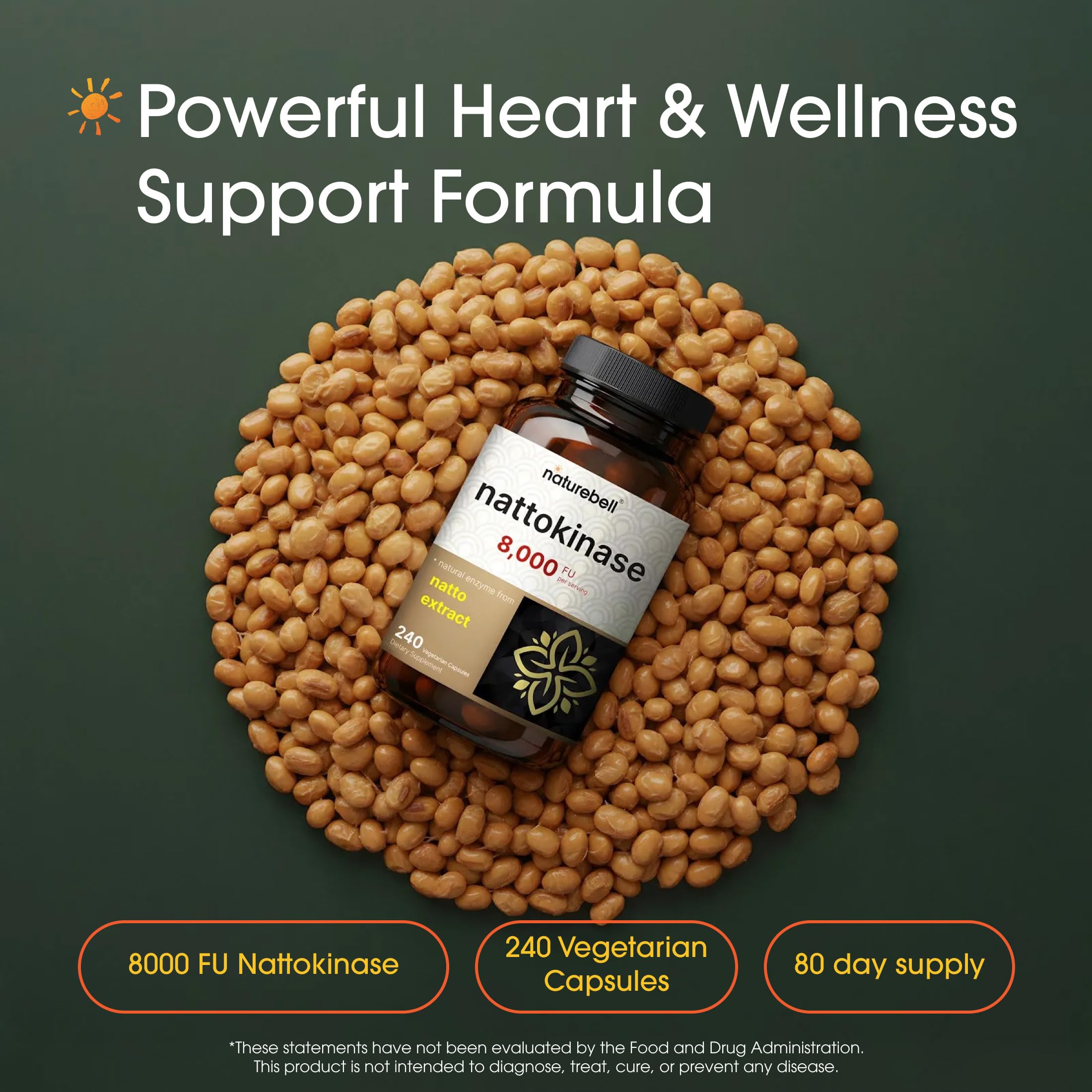 NatureBell Nattokinase cápsulas, suplemento vegetal para la salud cardiovascular.