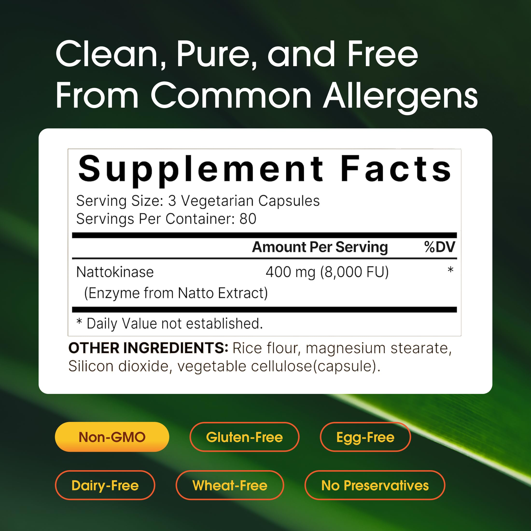 NatureBell Nattokinase etiqueta, información clara de ingredientes.