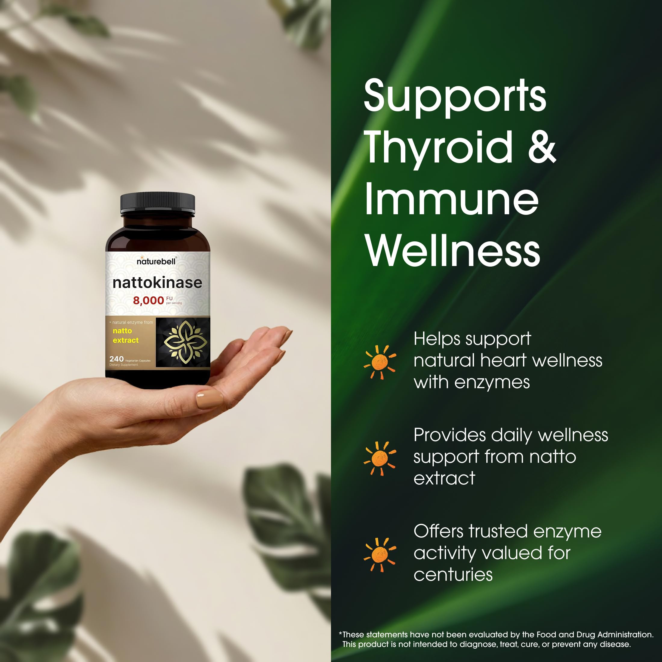 NatureBell Nattokinase ingredientes, fórmula vegetal de alta calidad.