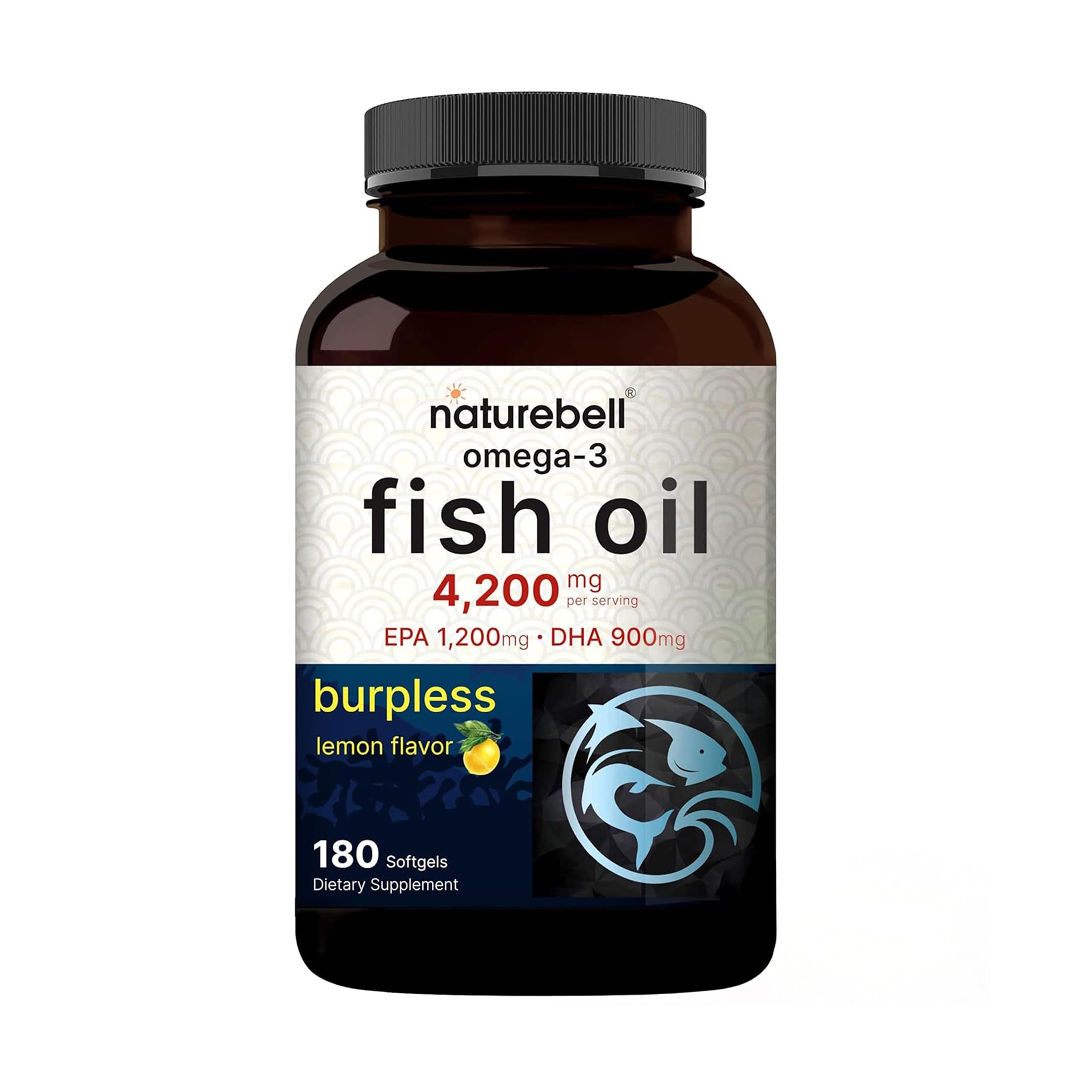 NatureBell Omega-3 cápsulas en botella para soporte cardíaco y bienestar diario.