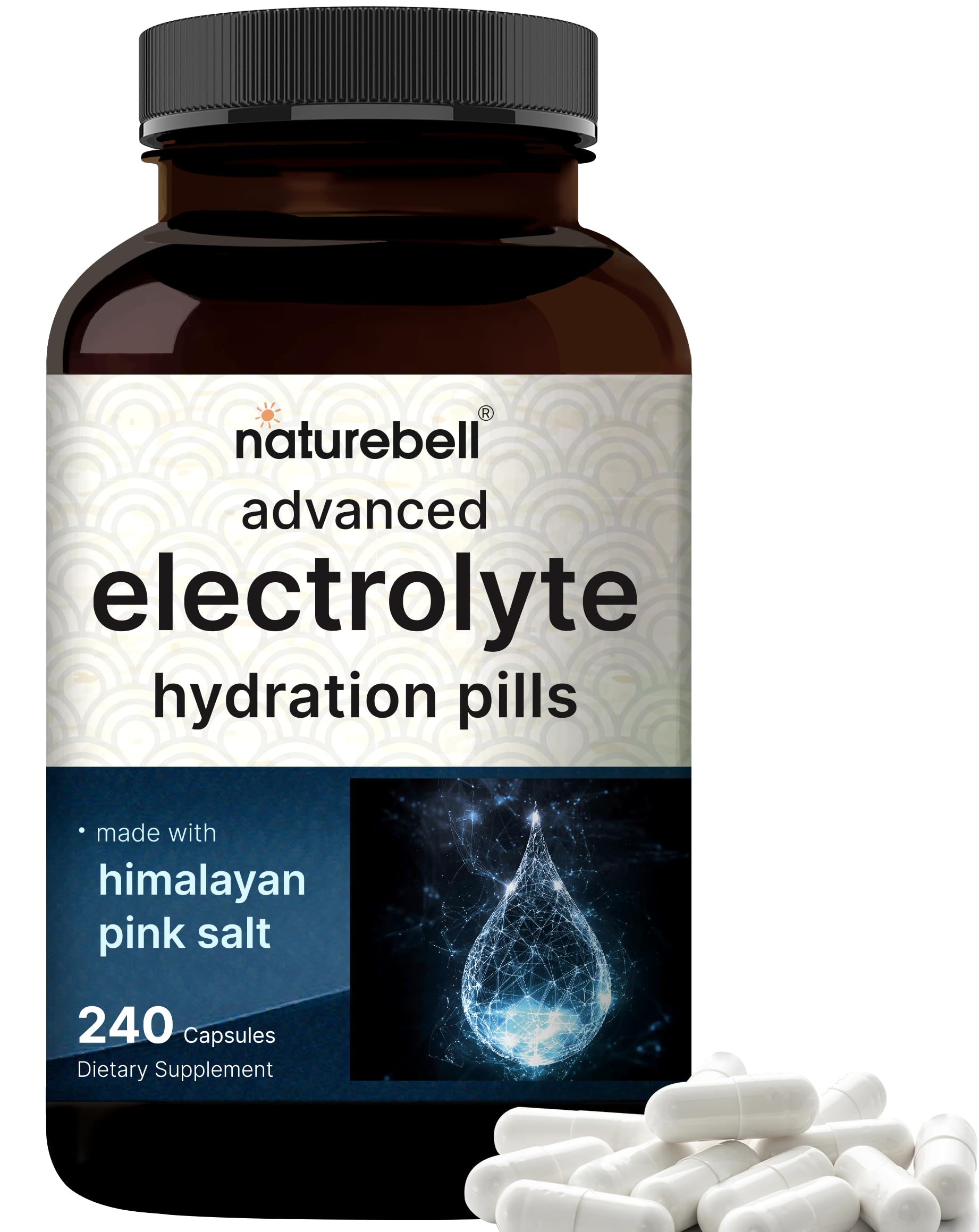 NatureBell píldoras-electrolito-240: hidratación diaria para energía sostenida durante el día.
