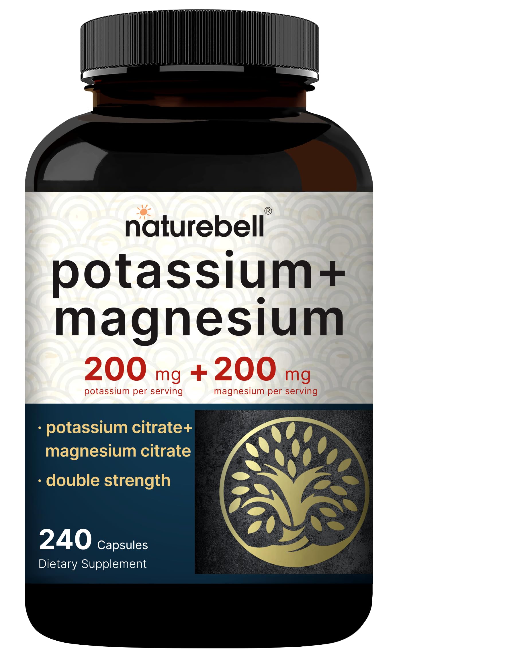 NatureBell Potassium Magnesium, botella vertido, apoyo a la hidratación diaria.