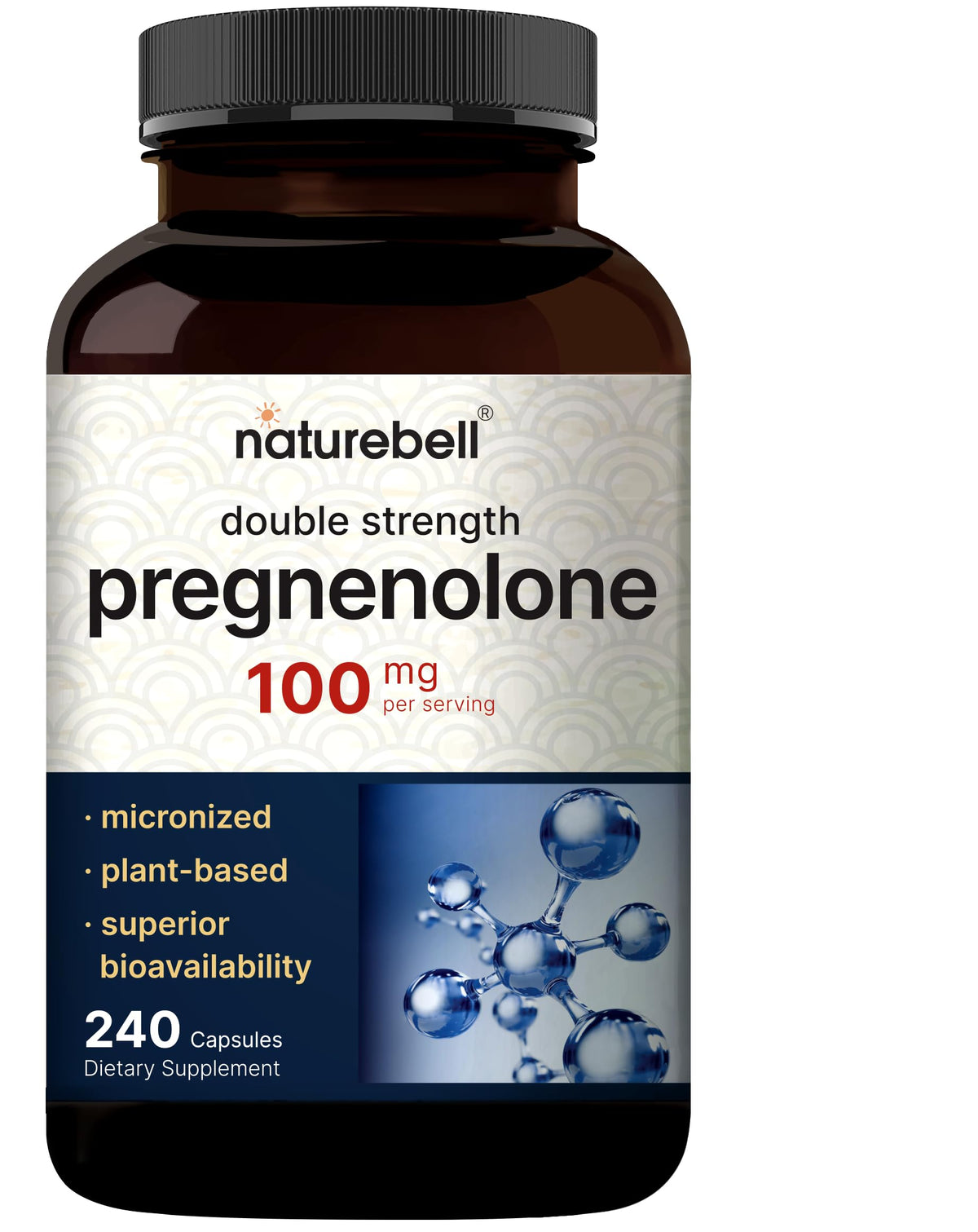 NatureBell Pregnenolona frasco 100 mg, apoyo potencial al bienestar diario.