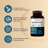 Frasco NatureBell Probiótico de 240 cápsulas vegetales para múltiples porciones.