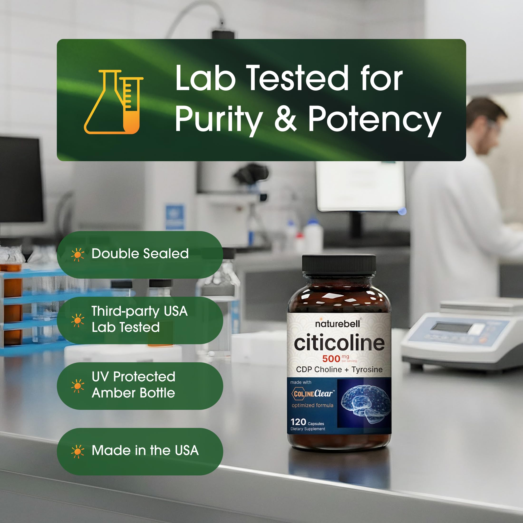 Prueba de calidad por terceros de NatureBell Citicolina.