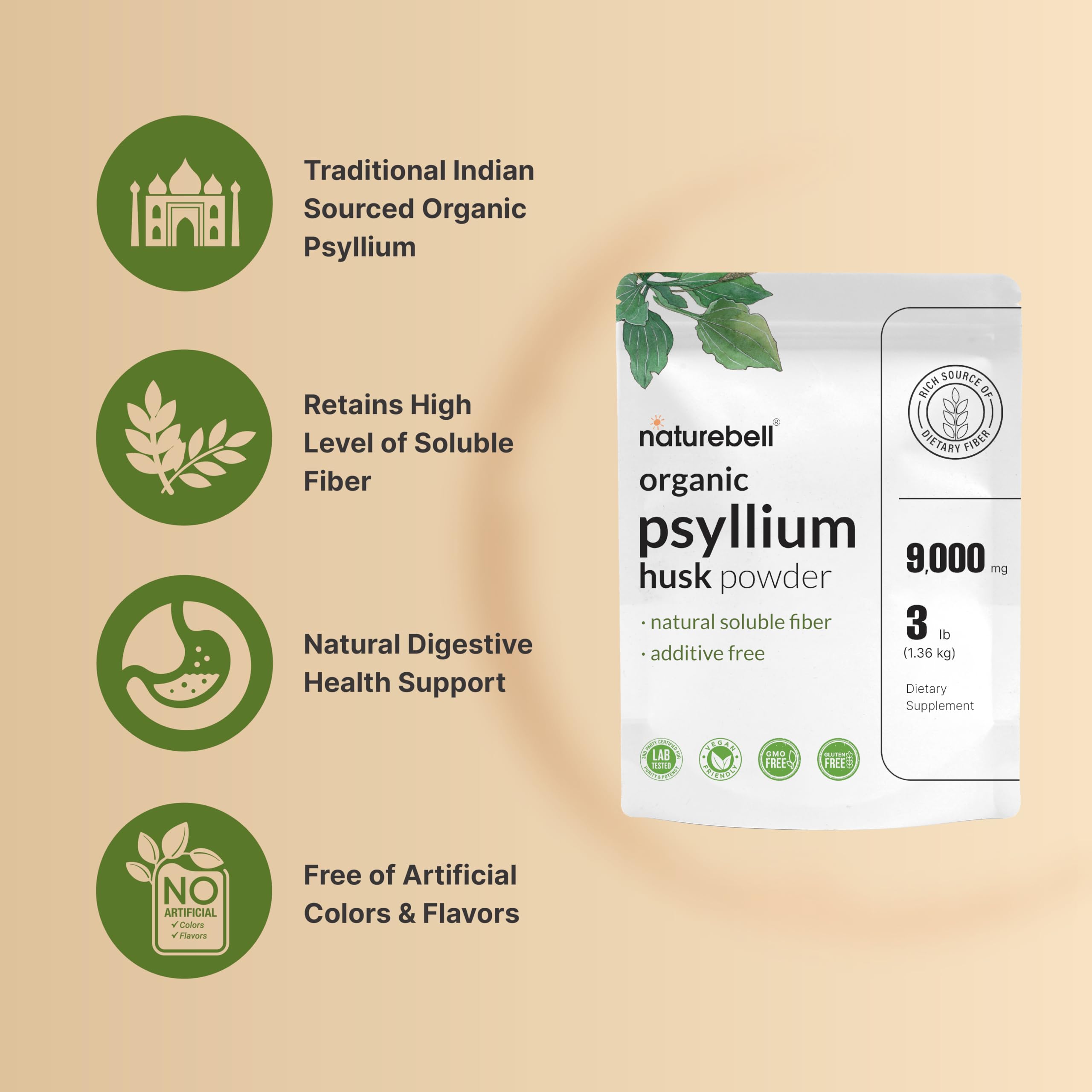 NatureBell Psyllium cuchara de medición para porciones precisas