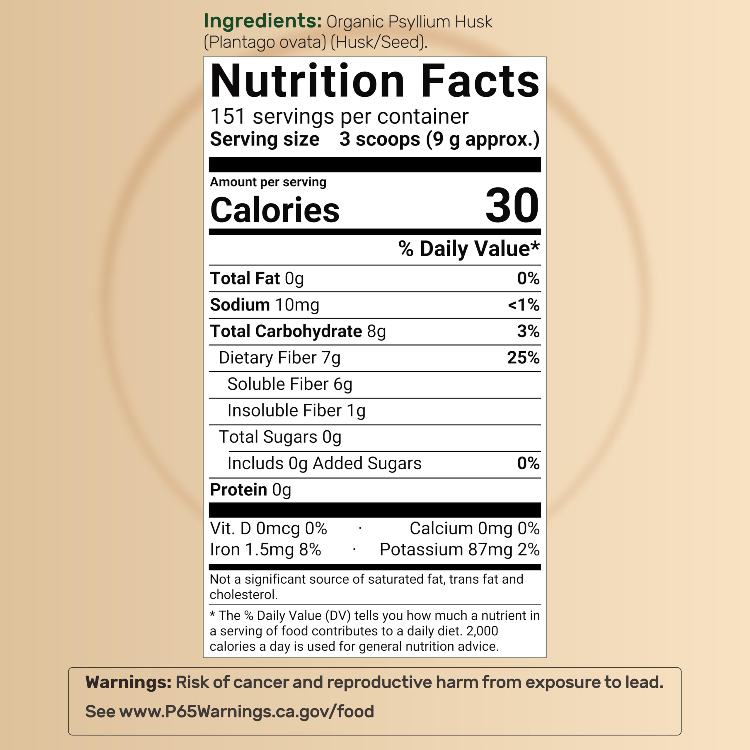 NatureBell Psyllium envase 3 lb para uso prolongado