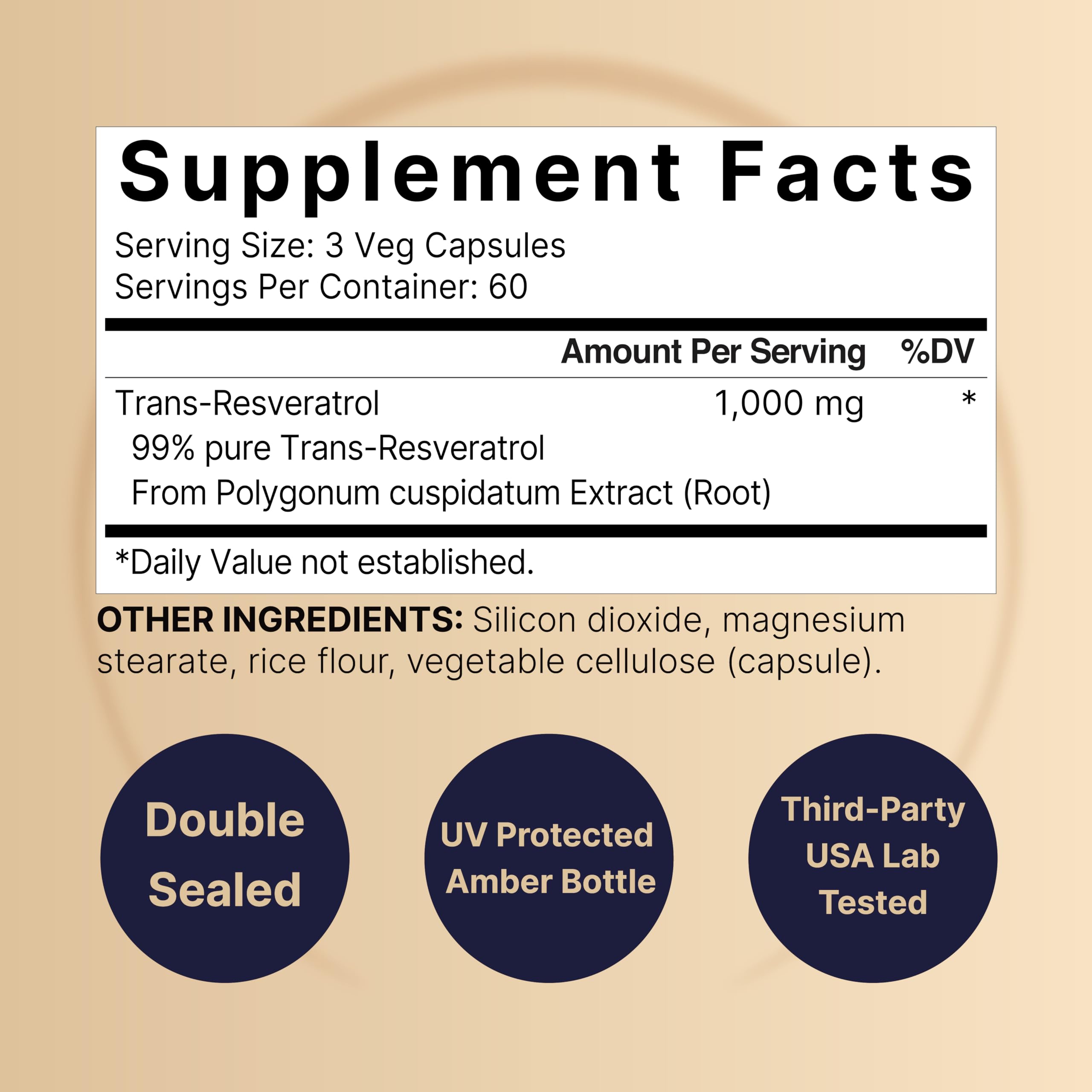 NatureBell Resveratrol: certificado de laboratorio de terceros para tranquilidad.