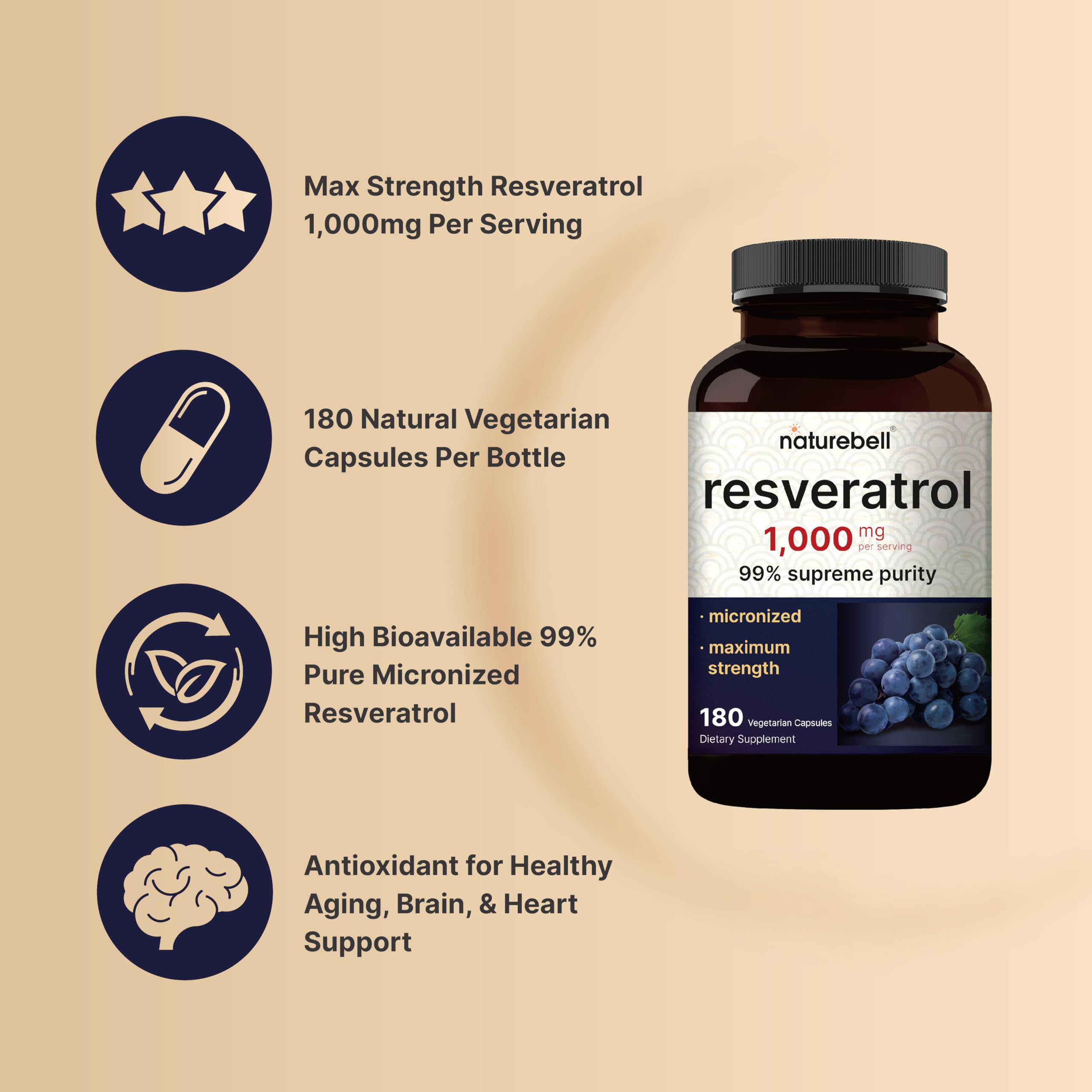 NatureBell Resveratrol: ingredientes clave, extracto de Polygonum cuspidatum.