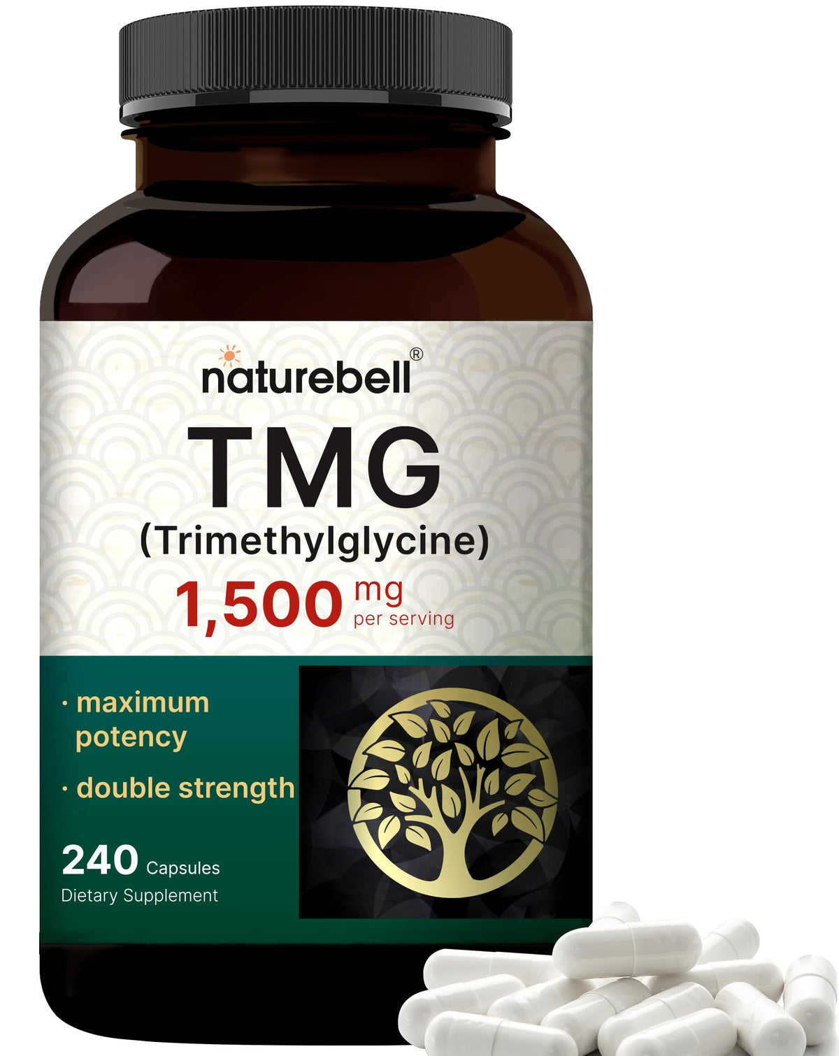 NatureBell TMG en cápsulas de 1500 mg para apoyo diario de la salud.