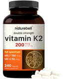 NatureBell Vitamin K2-240 cápsulas en frasco para apoyo diario de la salud ósea