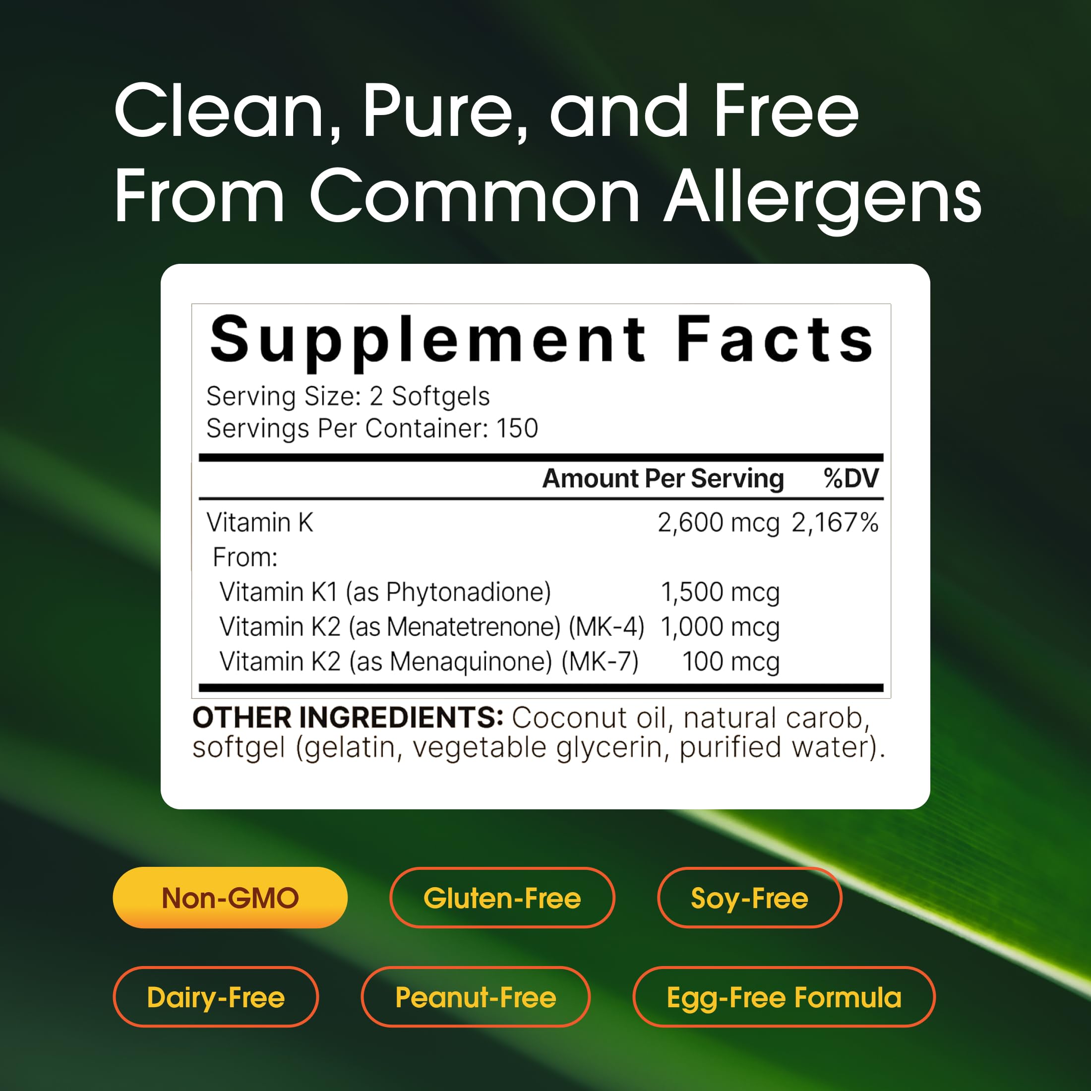 NatureBell Vitamina K Complejo: cápsulas blandas con aceite de coco para mejor absorción.