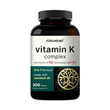 NatureBell Vitamina K Complejo: botella de 300 cápsulas para soporte óseo diario.