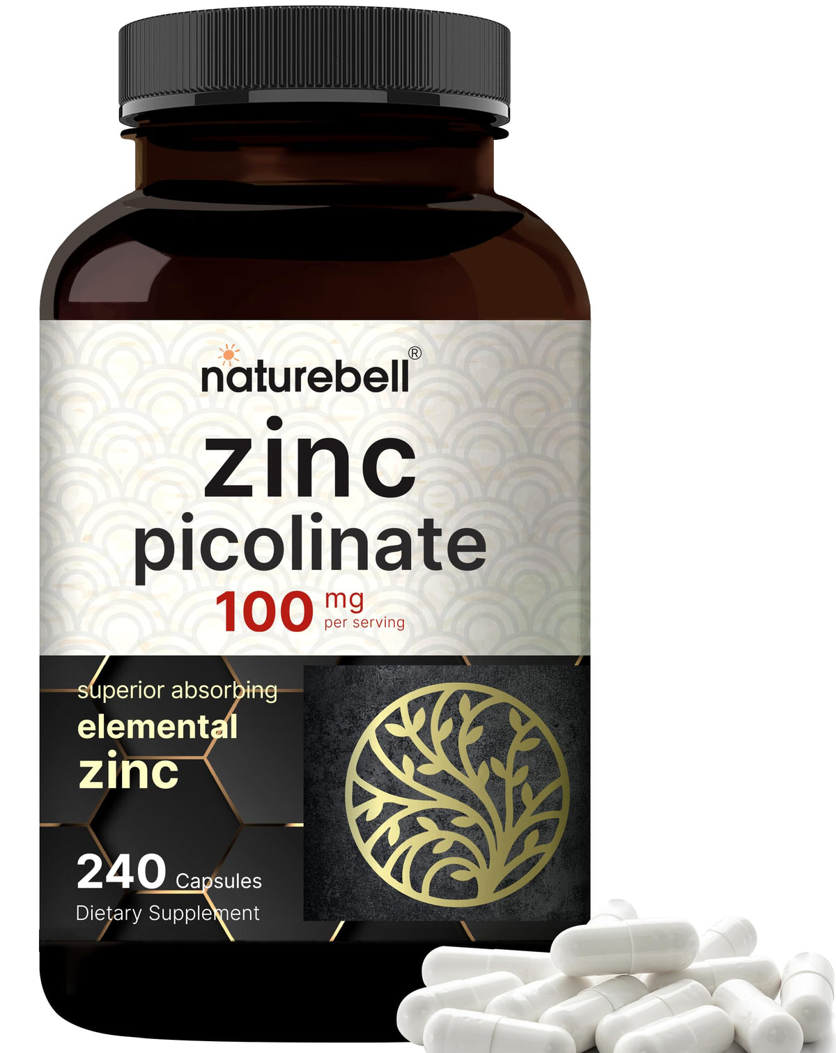 NatureBell Zinc Picolinato 100 mg, cápsulas, posible apoyo al sistema inmunitario.
