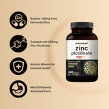 Etiqueta informativa de NatureBell Zinc Picolinato 100 mg para dosis claras.