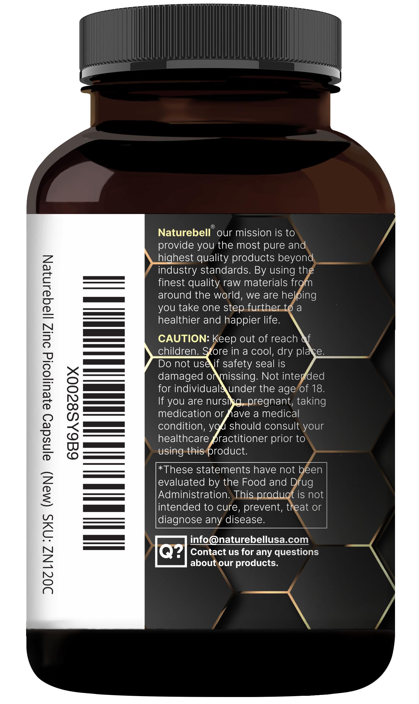 Prueba de calidad de terceros para NatureBell Zinc Picolinato 100 mg.