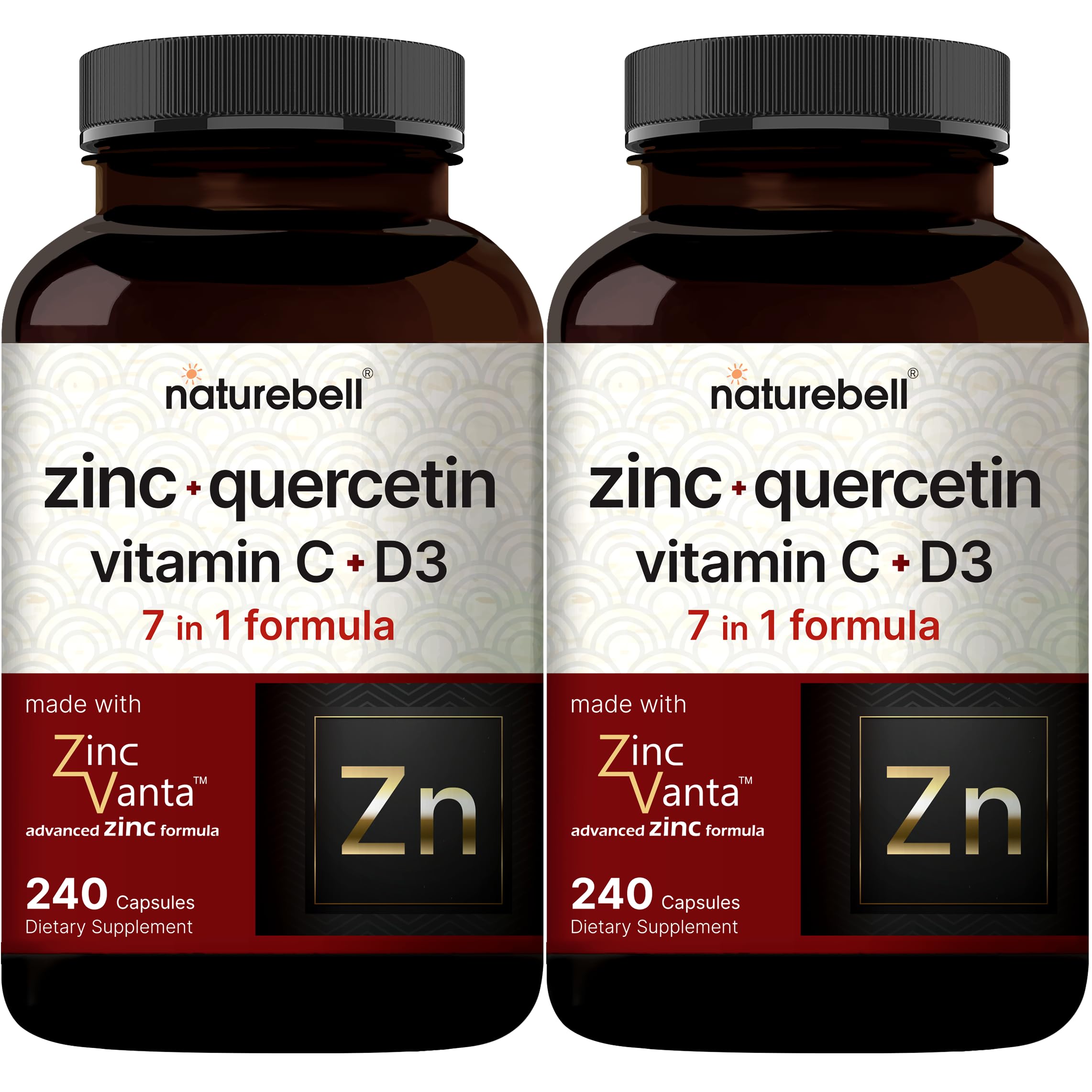 NatureBell zinc quercetina cápsulas en botella, apoyo para la inmunidad diaria