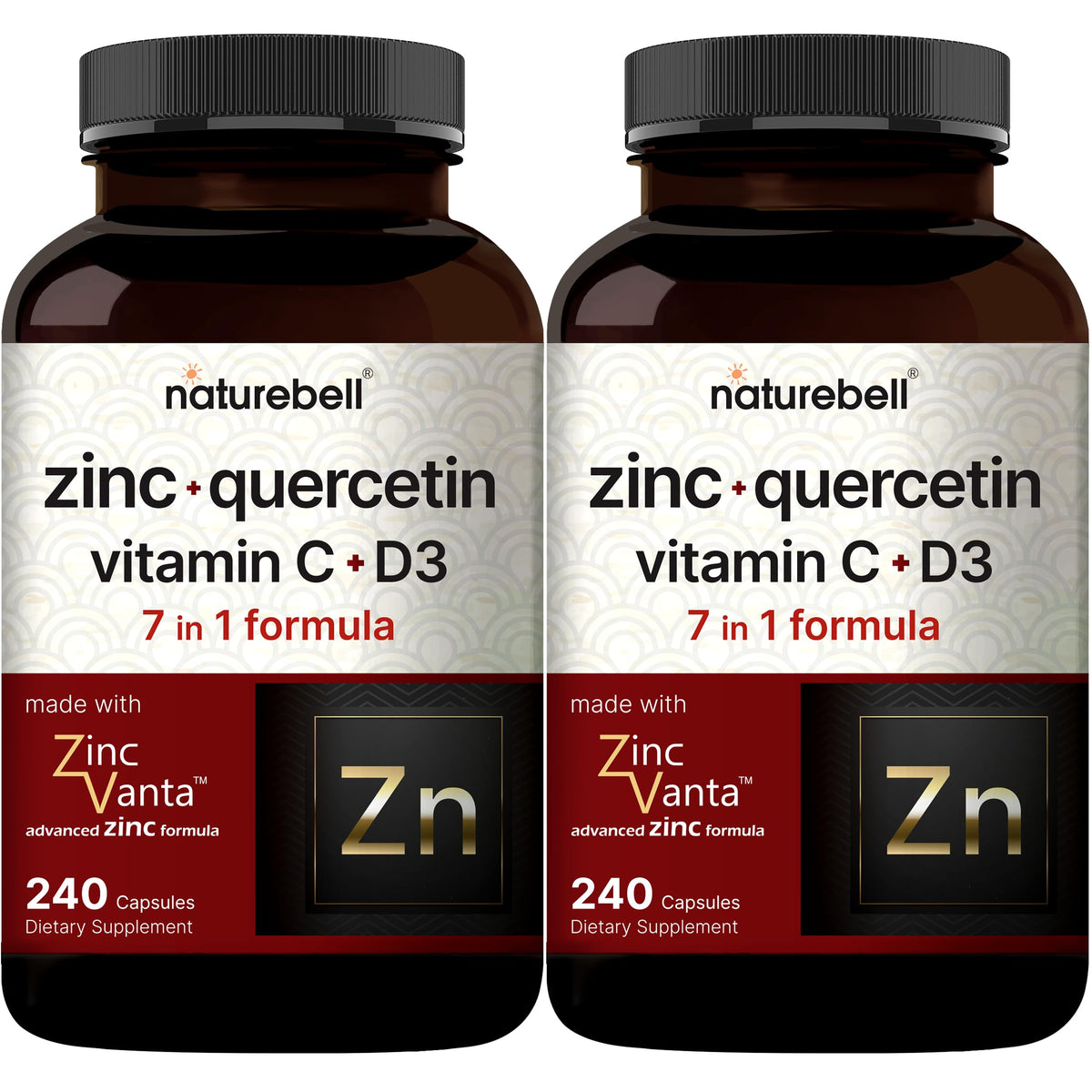 NatureBell zinc quercetina cápsulas en botella, apoyo para la inmunidad diaria