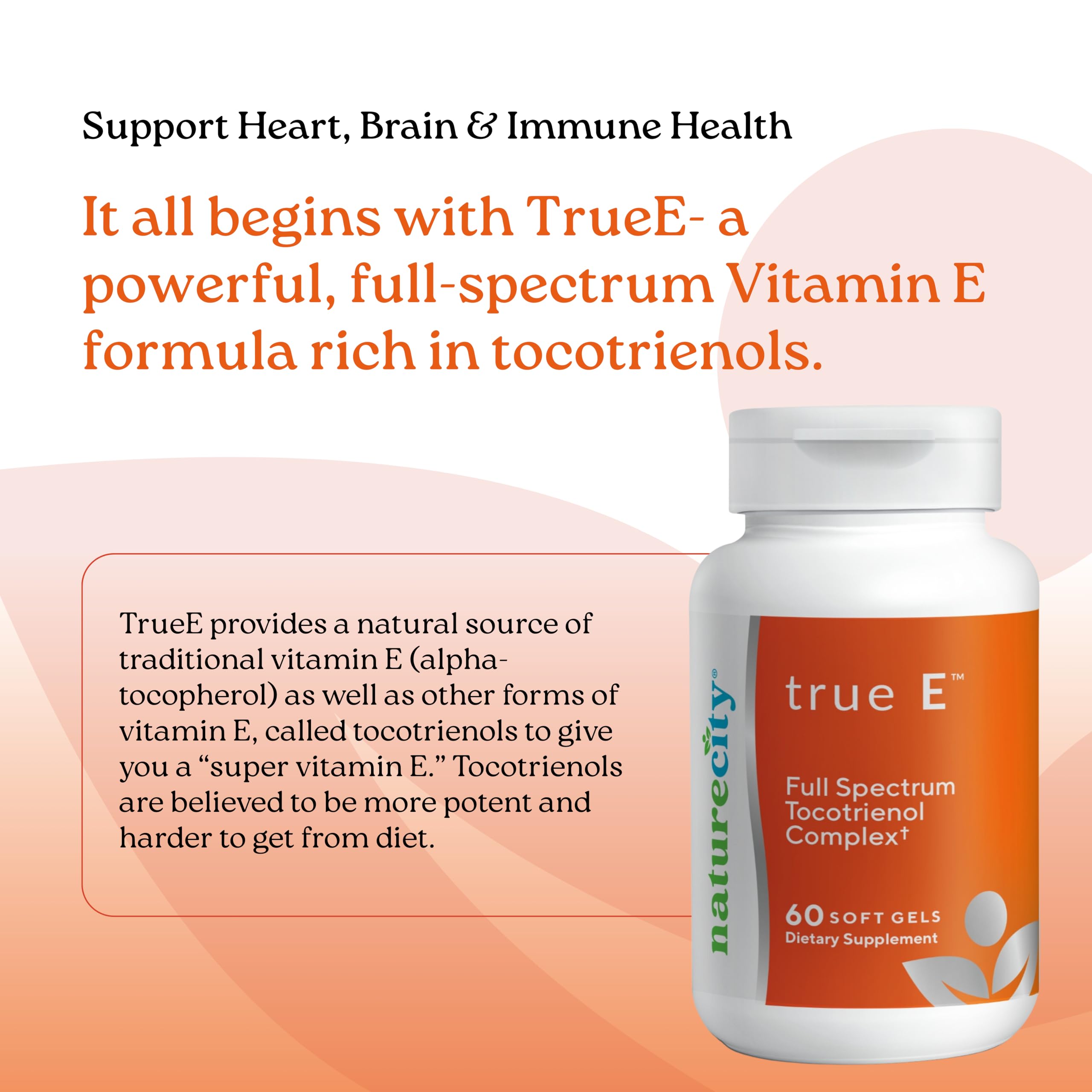 NatureCity True-E etiqueta frontal clara con información de ingredientes clave.