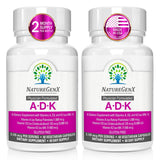 NatureGenX ADK Suplemento, botella frontal; posible apoyo a la salud ósea y visión.