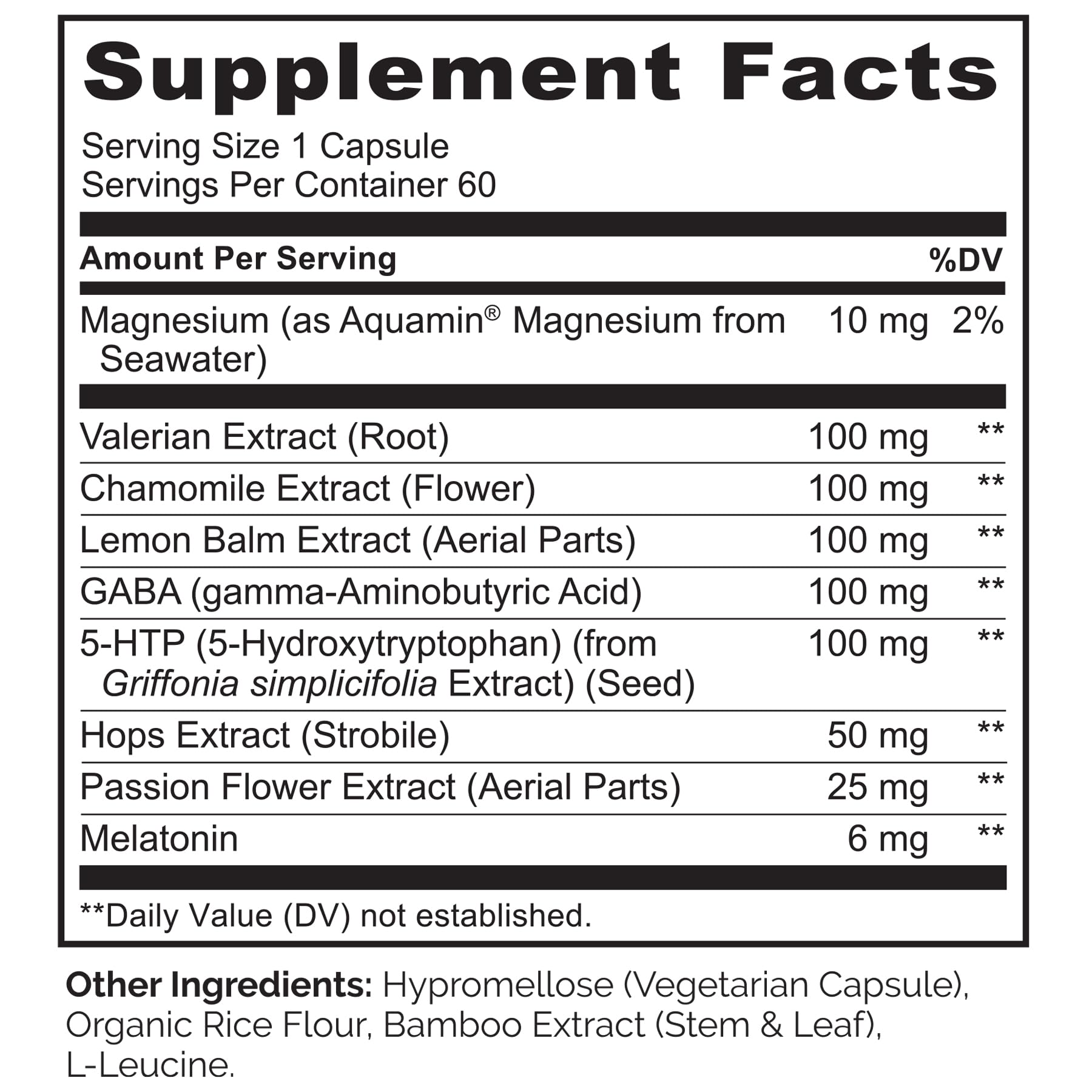 Naturelo ayuda para dormir etiqueta del frasco, ingredientes calmantes