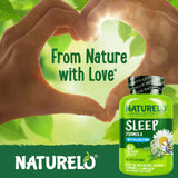 Naturelo ayuda para dormir valeriana y manzanilla en primer plano, promueven relajación