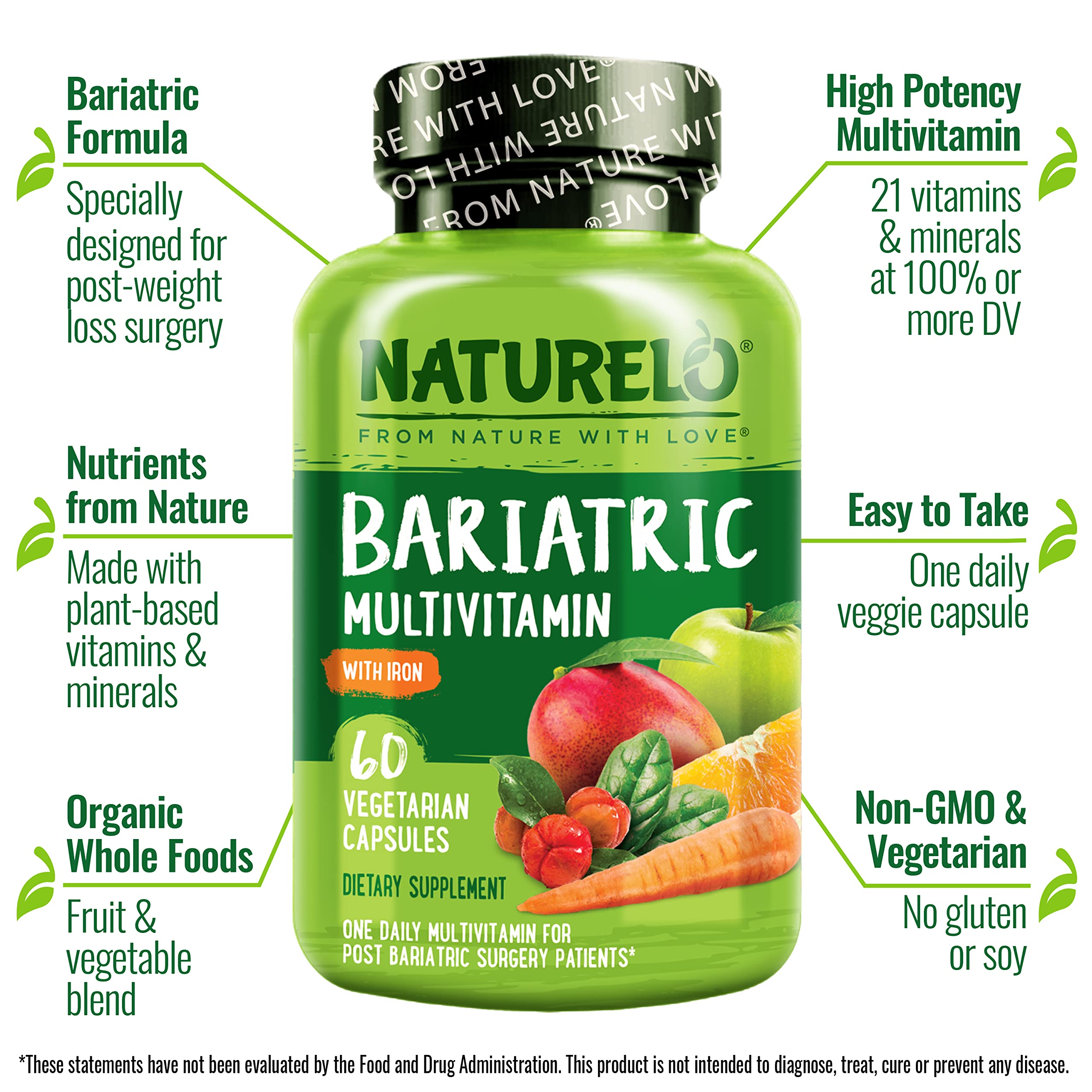 NATURELO Bariátrico, cápsulas en la mano, dosis diaria conveniente