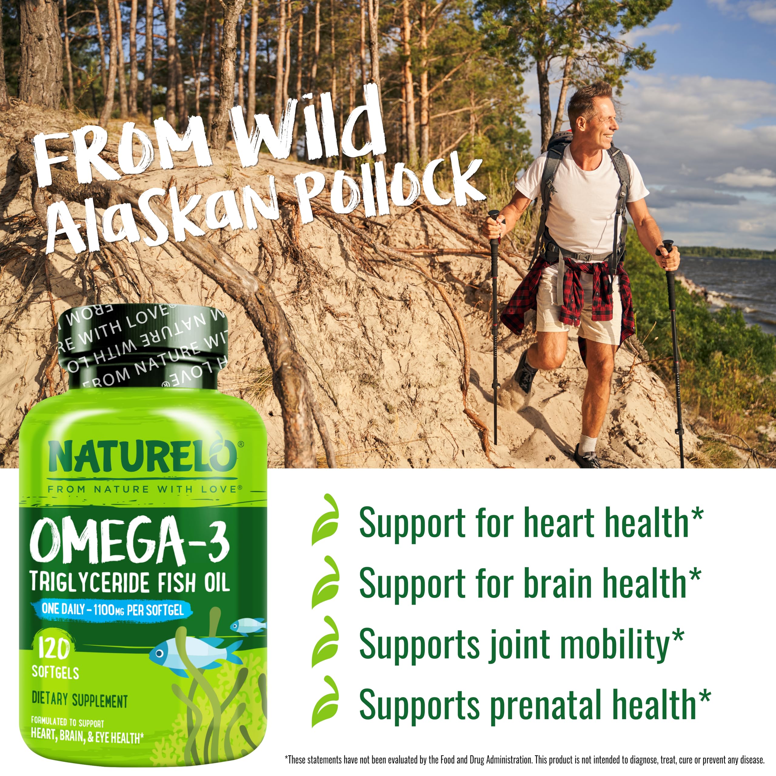 NATURELO Burpless Omega3: etiqueta clara destacando EPA y DHA para uso diario.